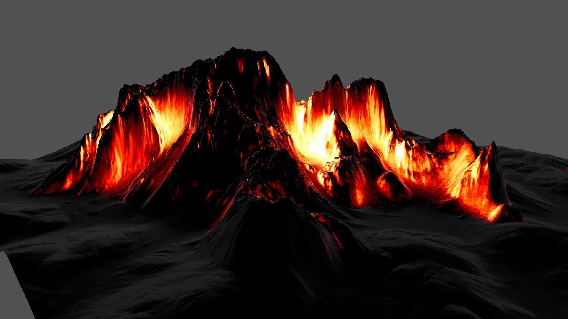 Volcano with flames Low-poly 3D model_14