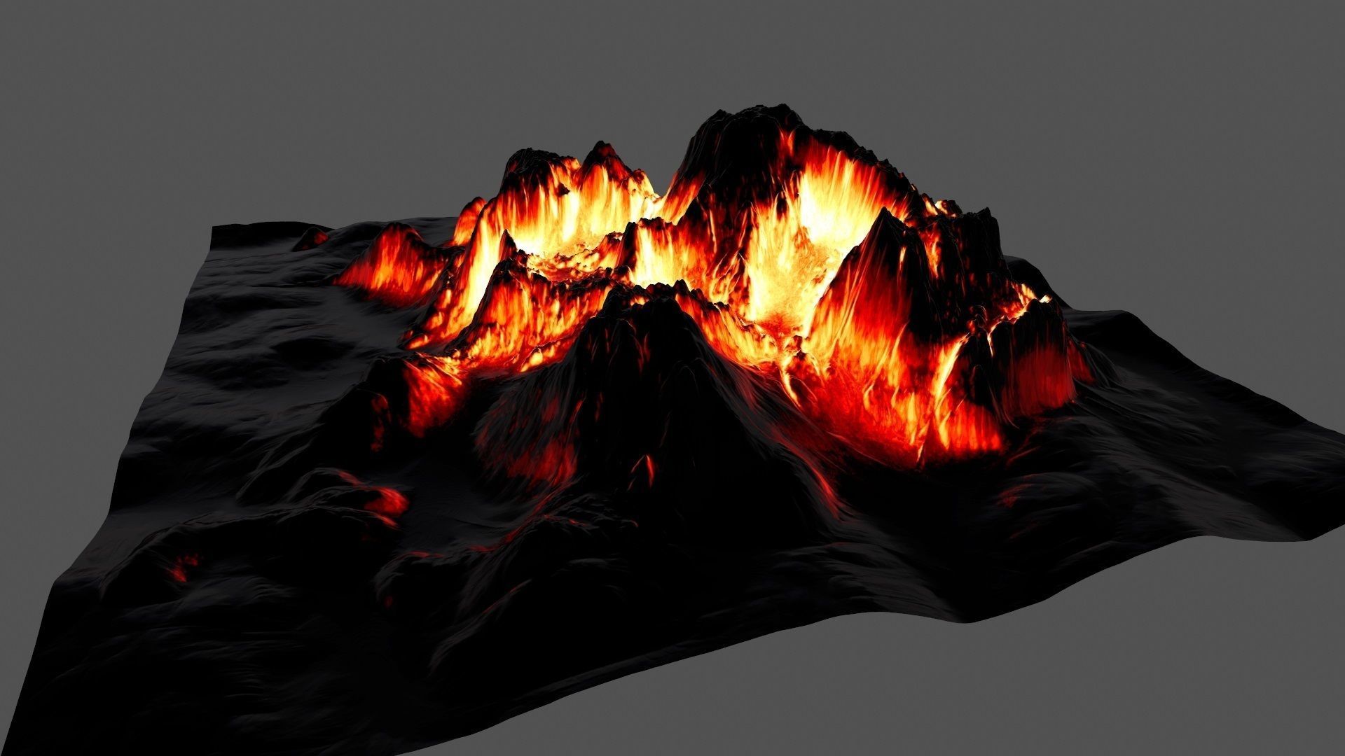 Volcano with flames Low-poly 3D model_11