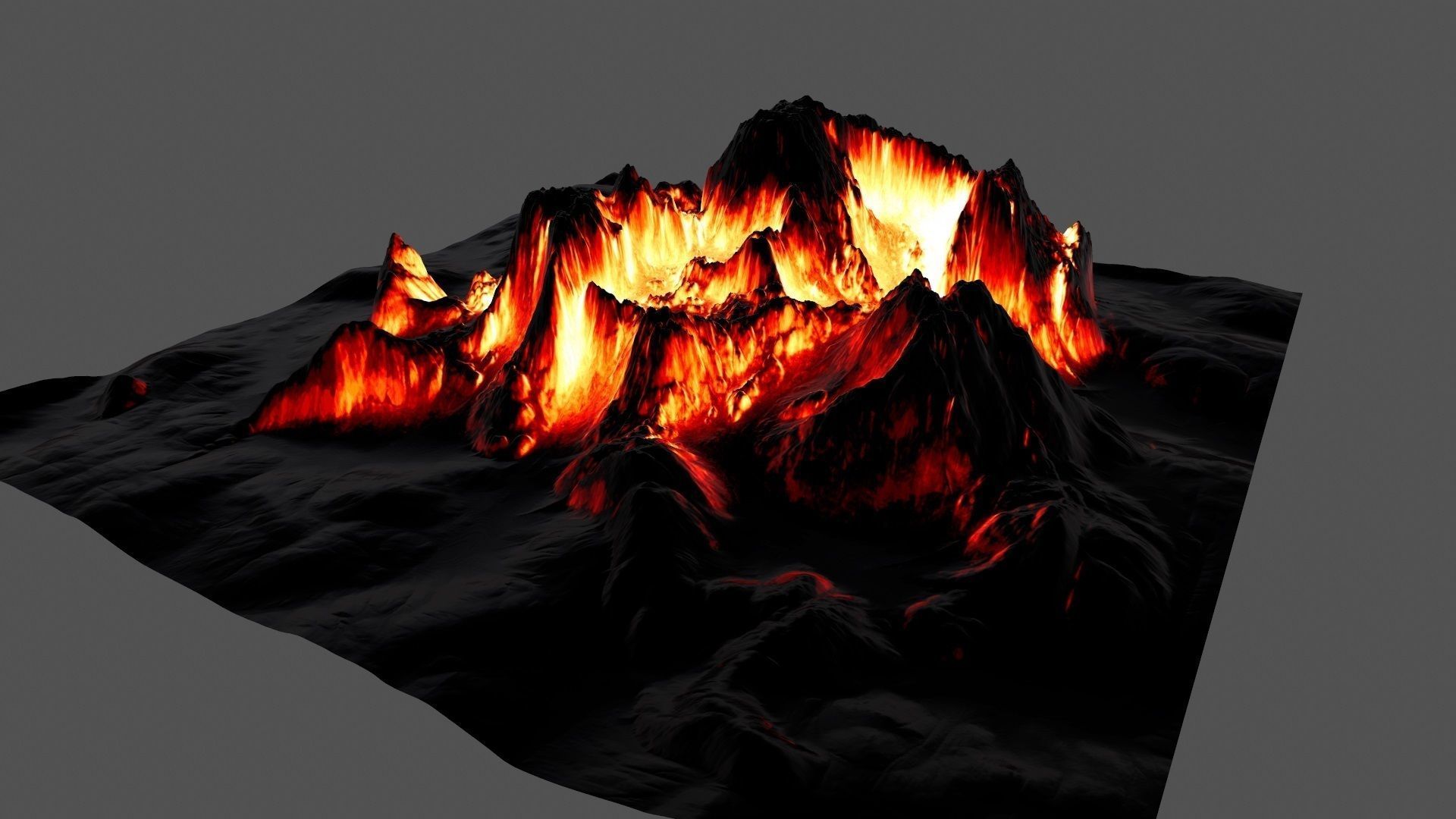 Volcano with flames Low-poly 3D model_12