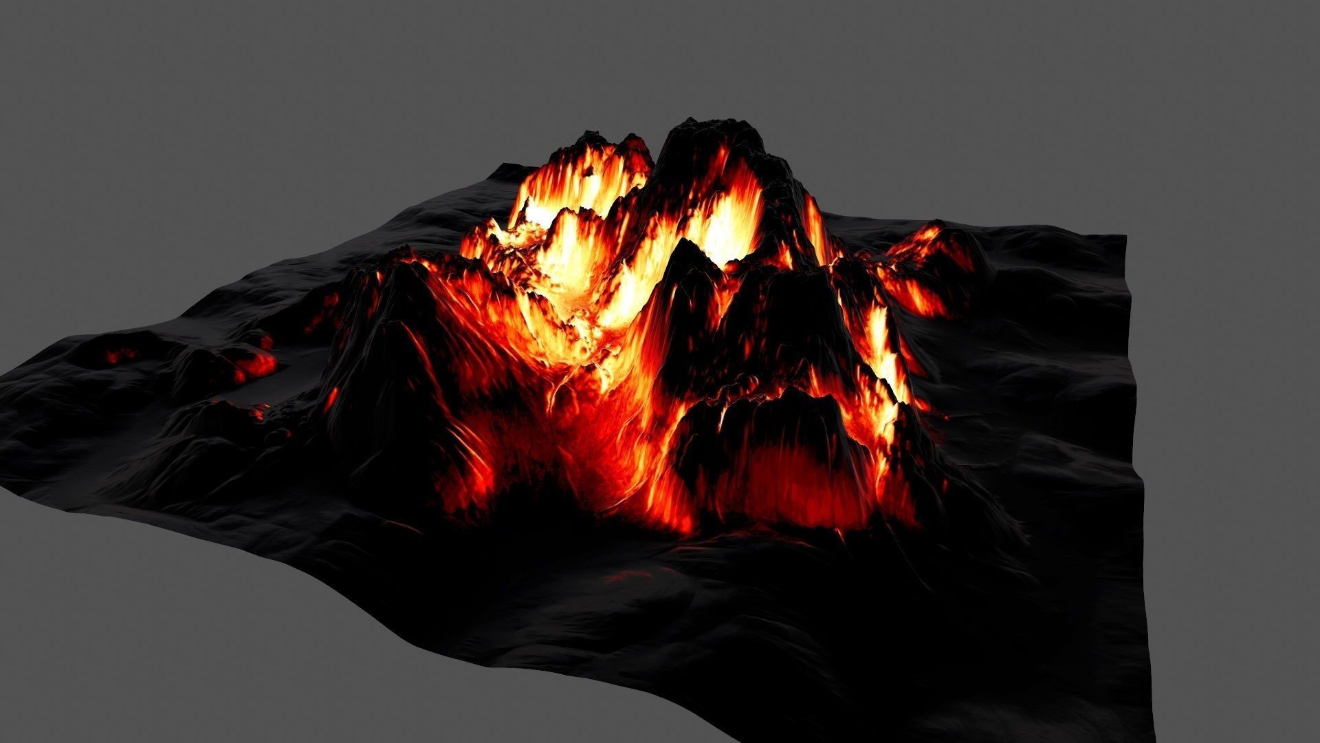 Volcano with flames Low-poly 3D model_10