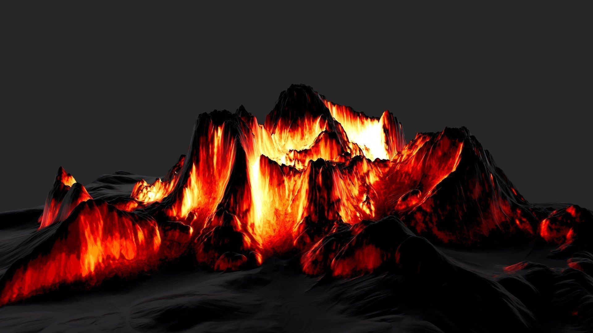 Volcano with flames Low-poly 3D model_13