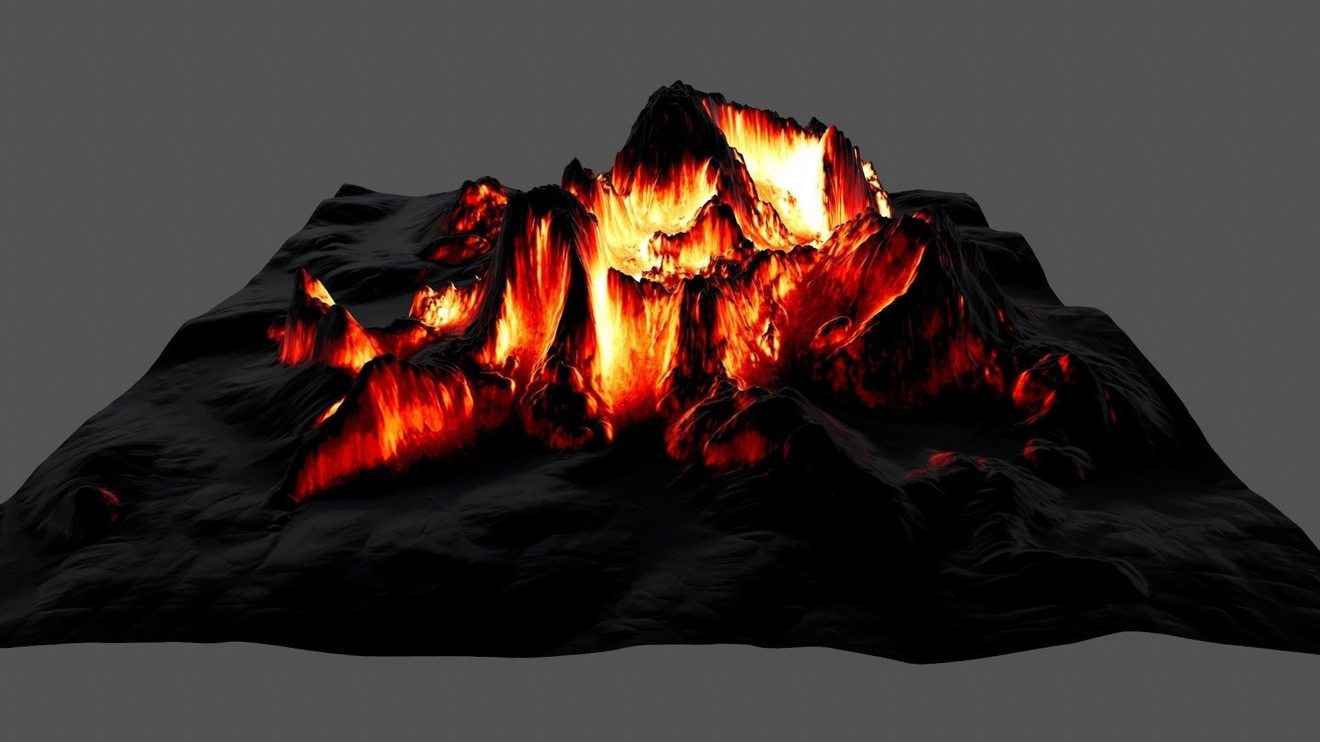 Volcano with flames Low-poly 3D model_8