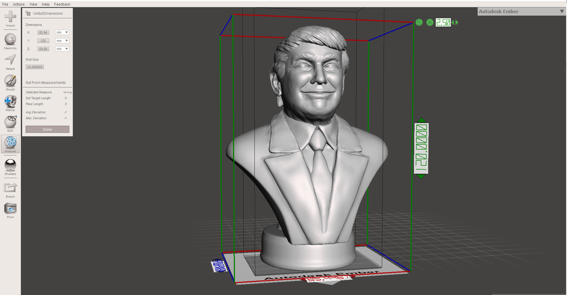 Donald Trump smiling 3D printable stl portrait 3D print model_10