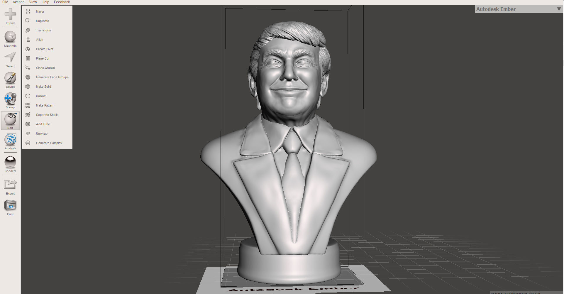 Donald Trump smiling 3D printable stl portrait 3D print model_9