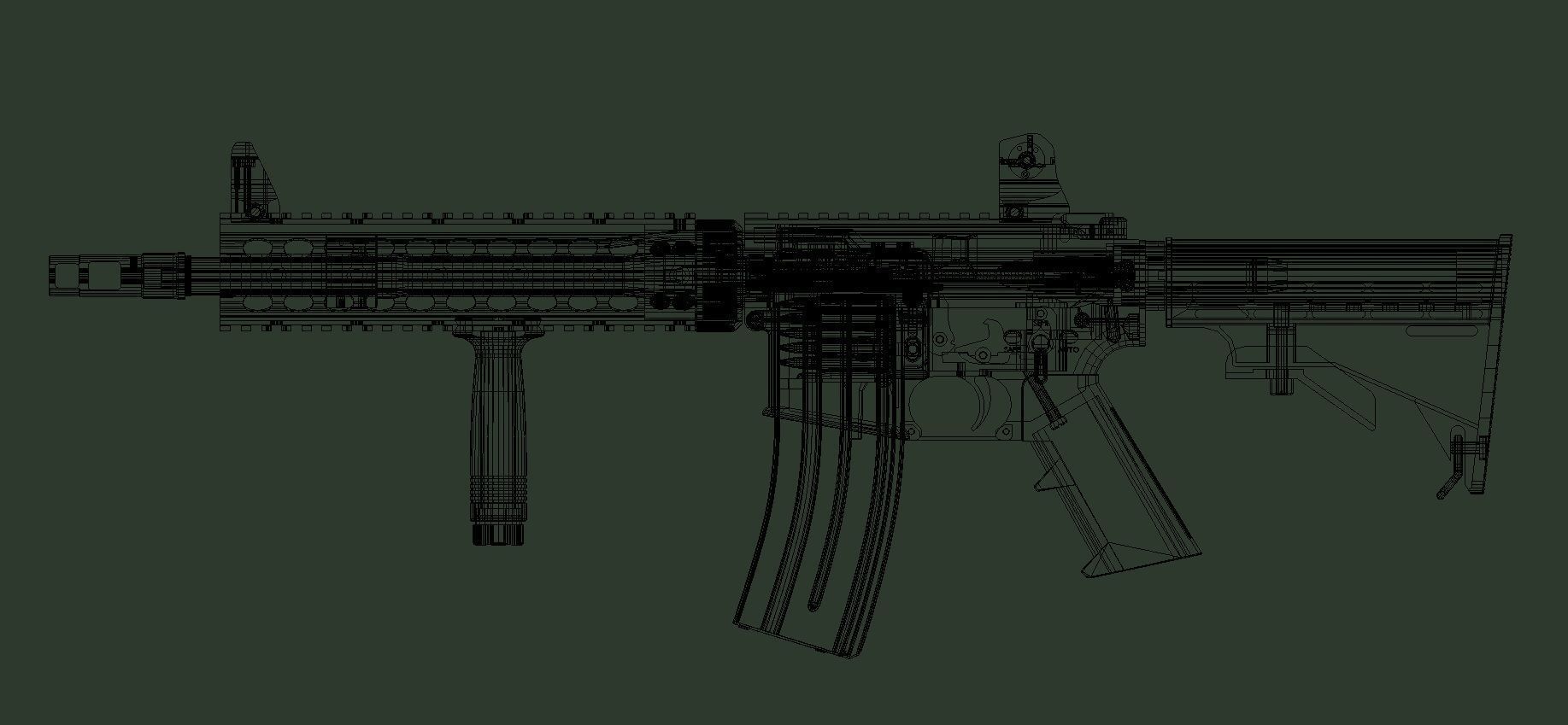all completed Custom M4 Carbine 3D model_5