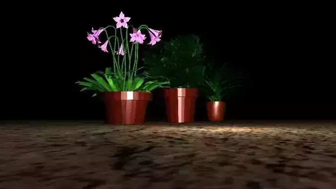 plant pot set Low-poly 3D model