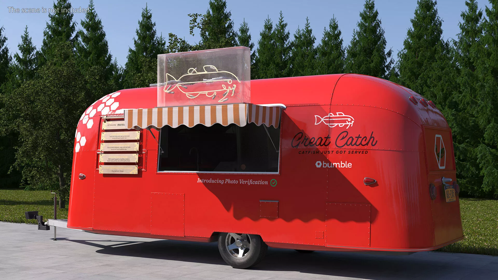 Red Vending Food Truck Mockup Rigged 3D model