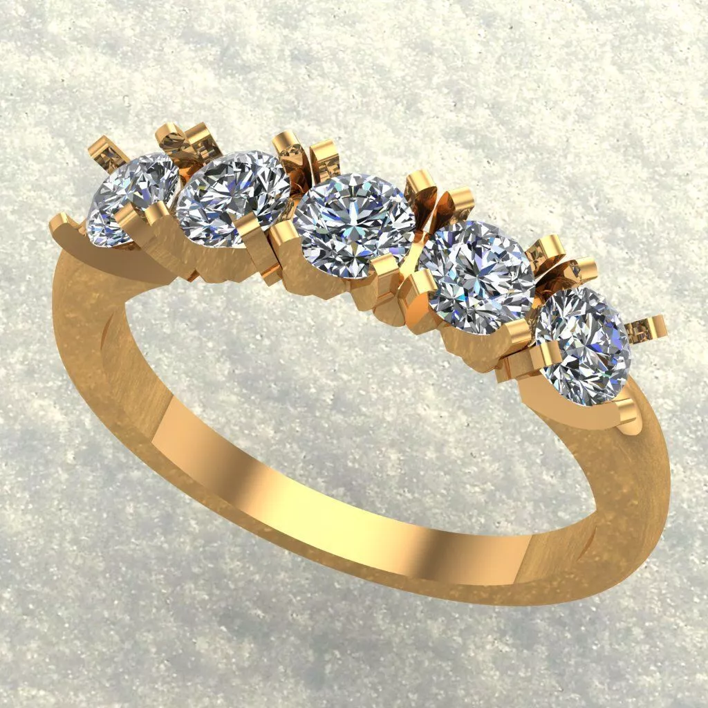Five Stone Diamond Ring 3D print model