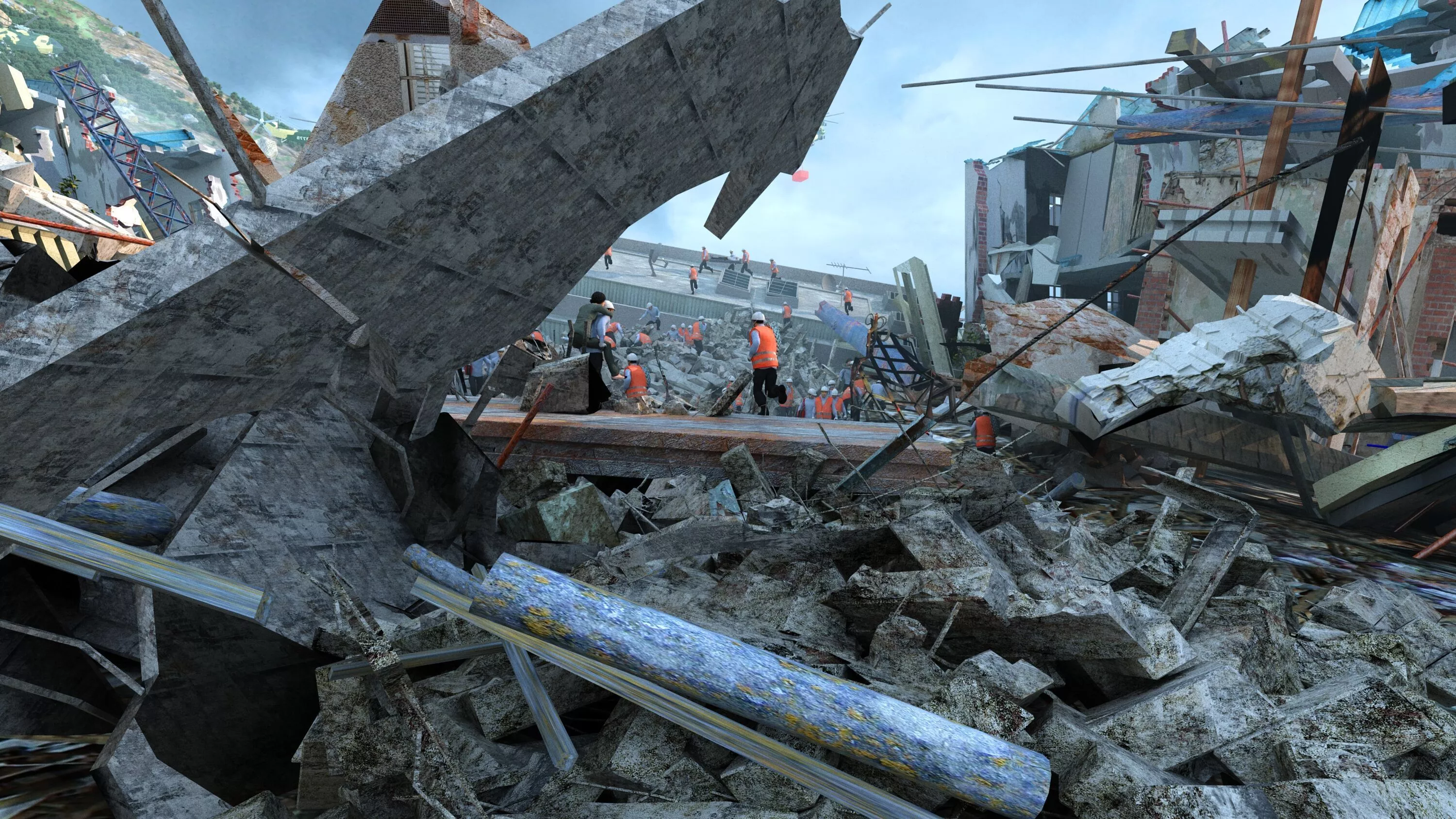 Earthquake Emergency Rescue 3D Model 3D model