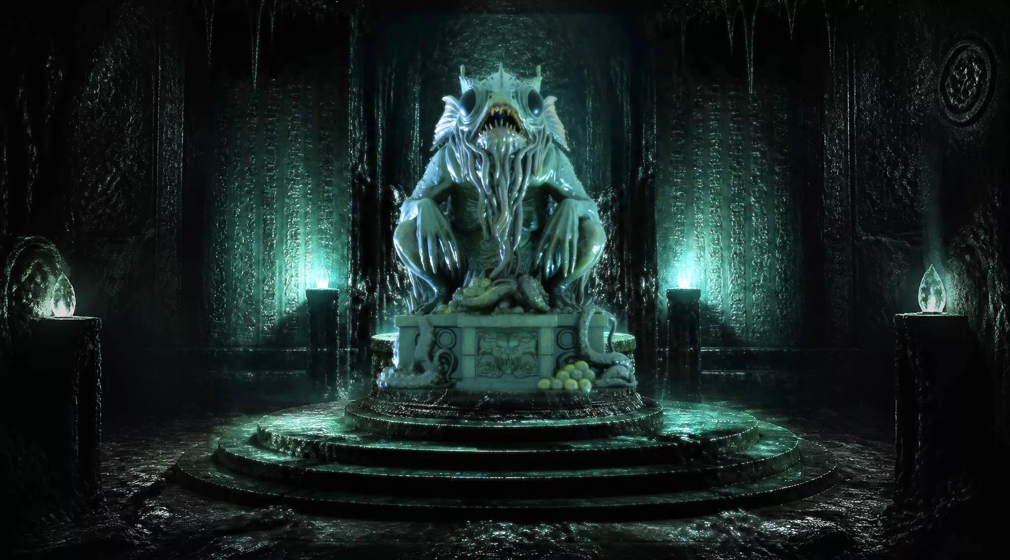 Father Dagon Temple Idol Cosmic Horror Statue 3D model