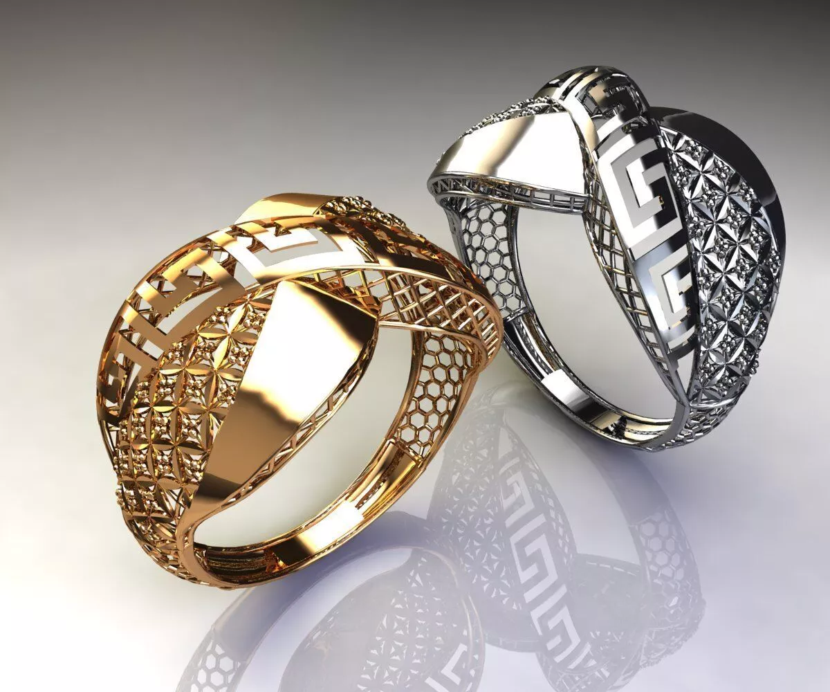 23 Sovereign Greek Key Crossover Ring 2gm 3D print model
