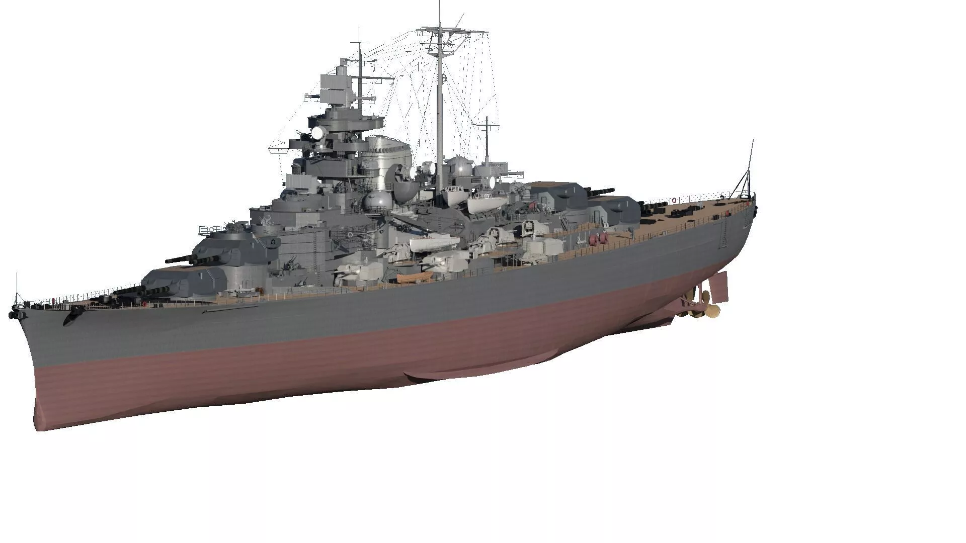 WW2 GERMAN NAVY BATTLESHIP BASED ON BISMARCK CLASS 3D model