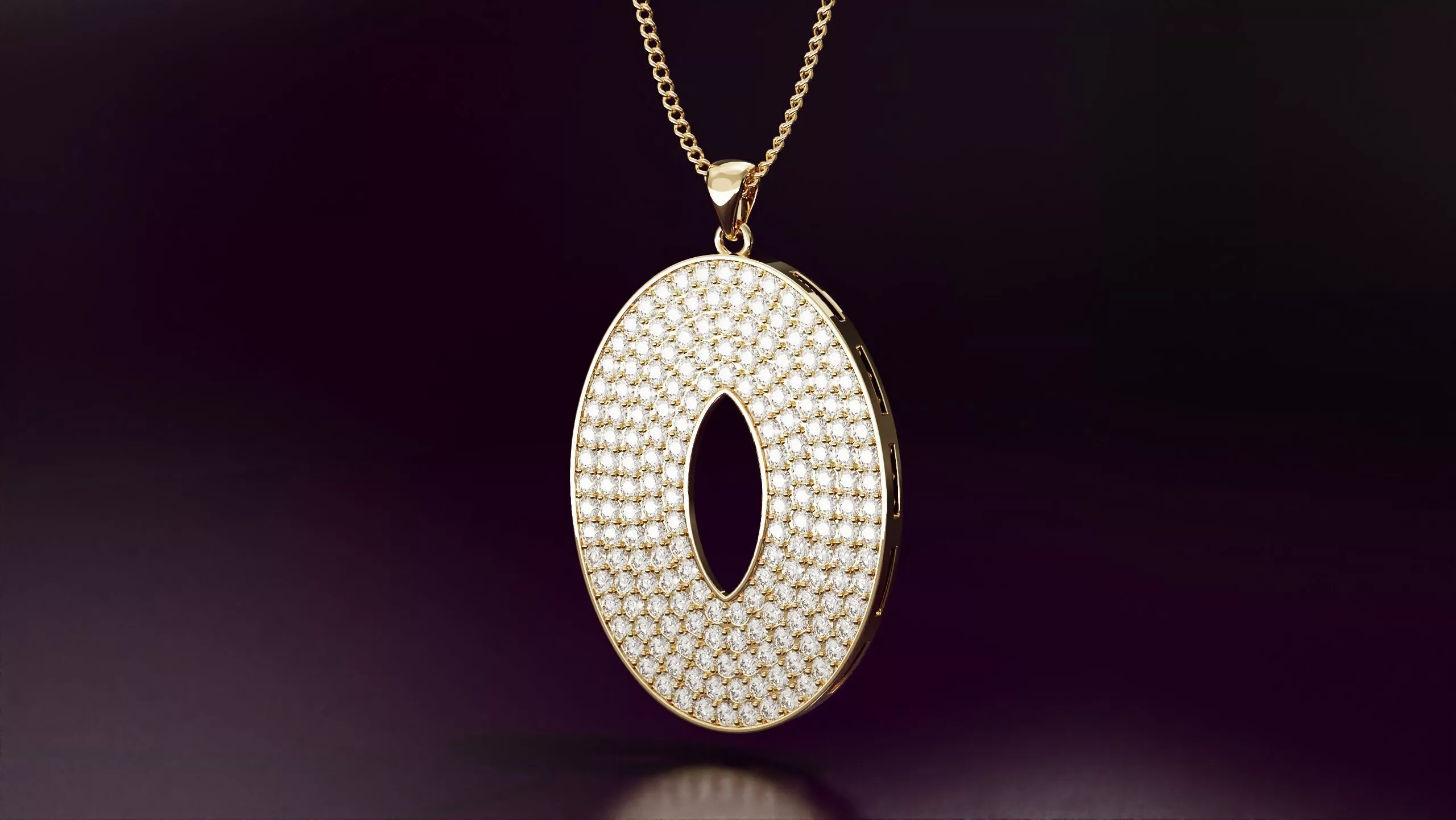 Ellipse pendant with round diamonds N03 40mm 3D print model