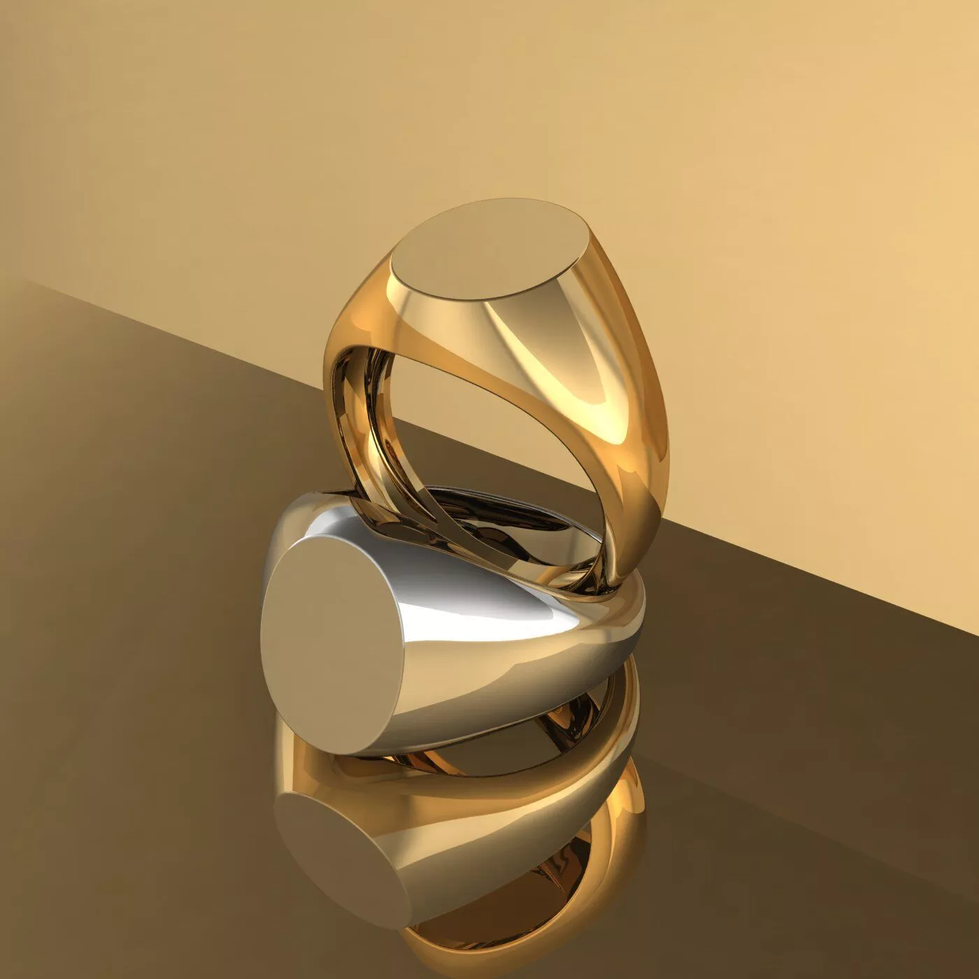 Minimal Classic Signet Ring 3D print model 3D print model