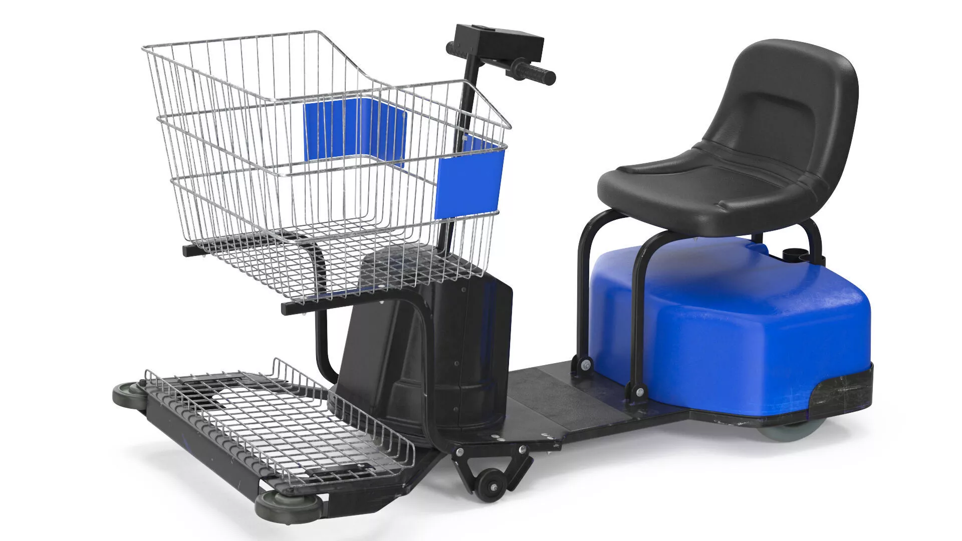 Motorized Grocery Cart Blue Dirty 3D model