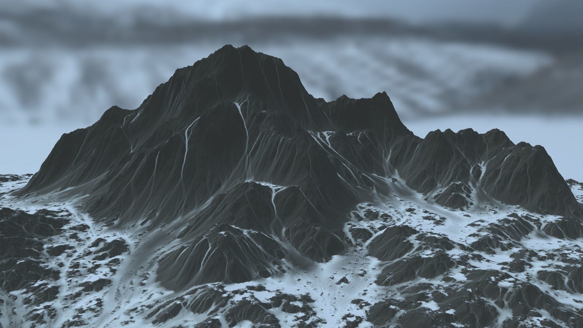 snow volcano 002 Low-poly 3D model_2