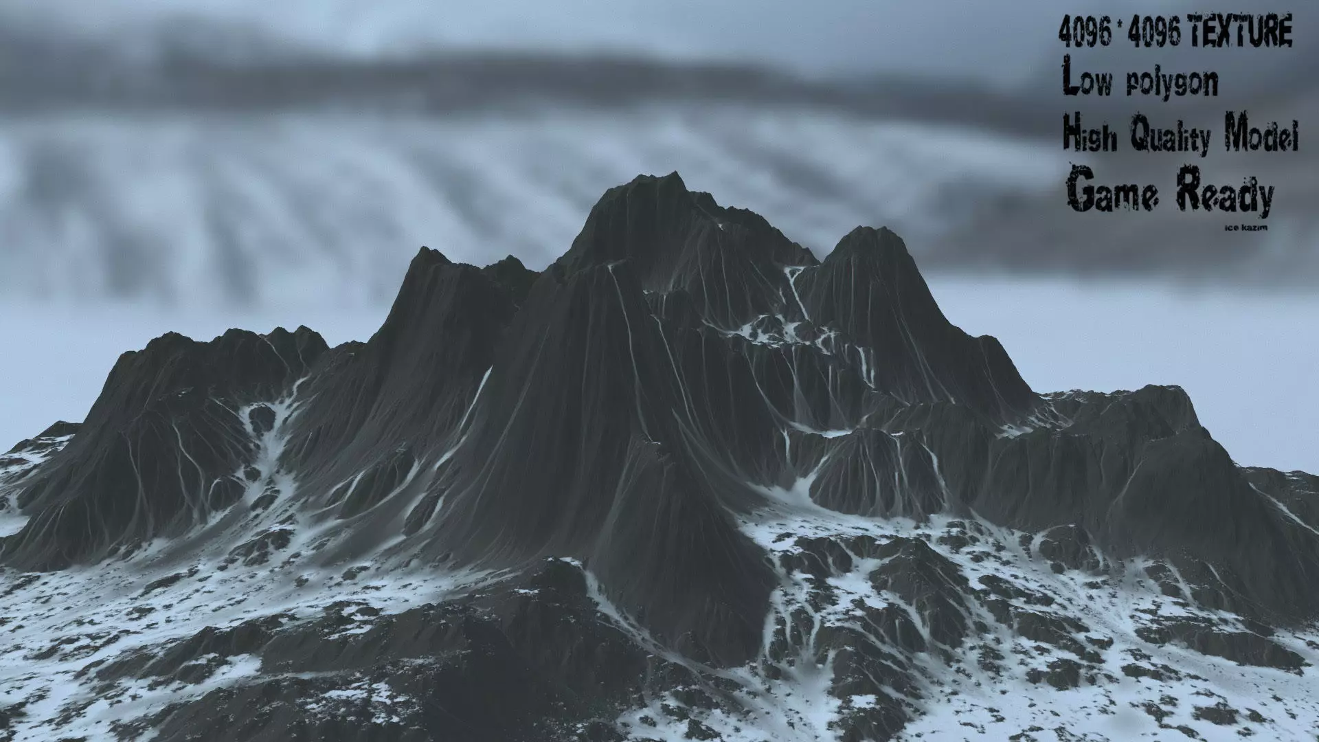 snow volcano 002 Low-poly 3D model_0