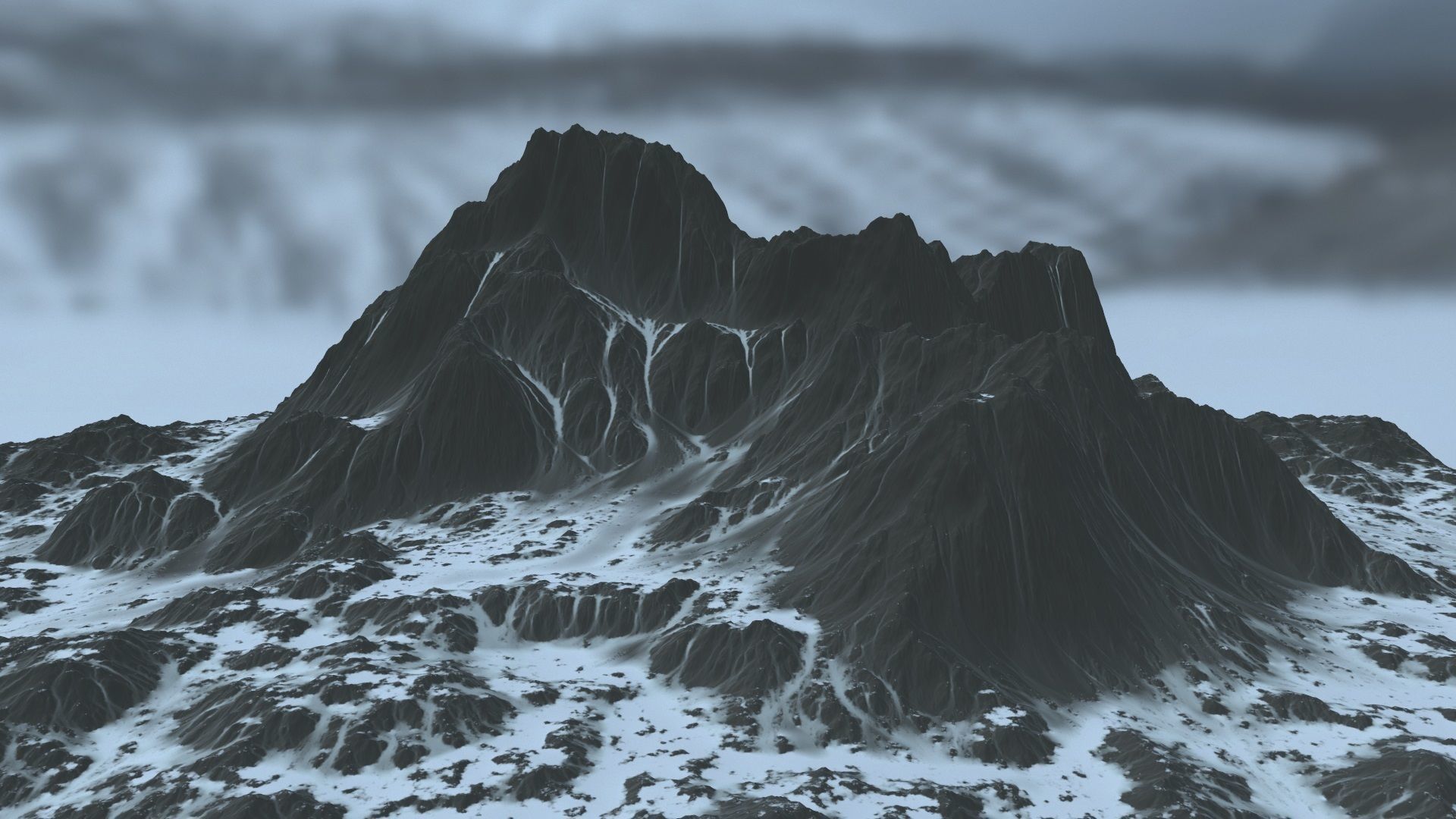 snow volcano 002 Low-poly 3D model_1