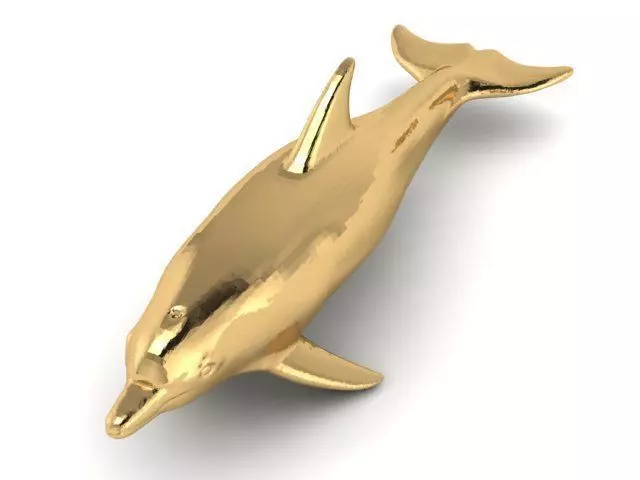 Pendant gold dolphin 3D print model_0