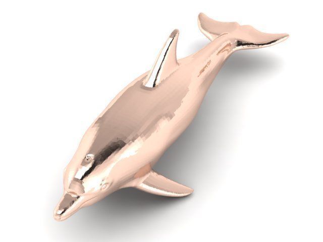 Pendant gold dolphin 3D print model_1