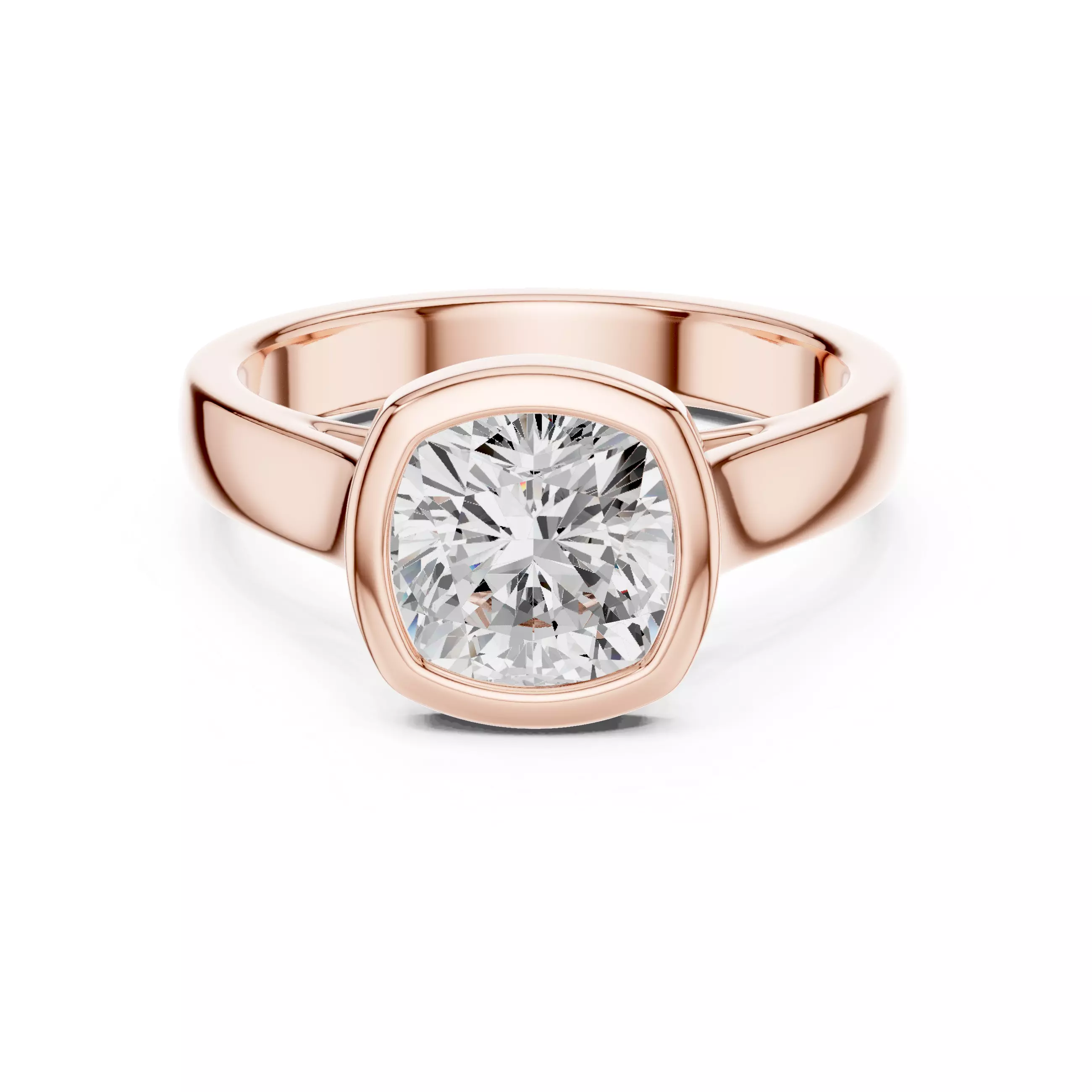 2 Ct Mono Cushion Solitaire Ring 3dm stl renders animation 3D print model