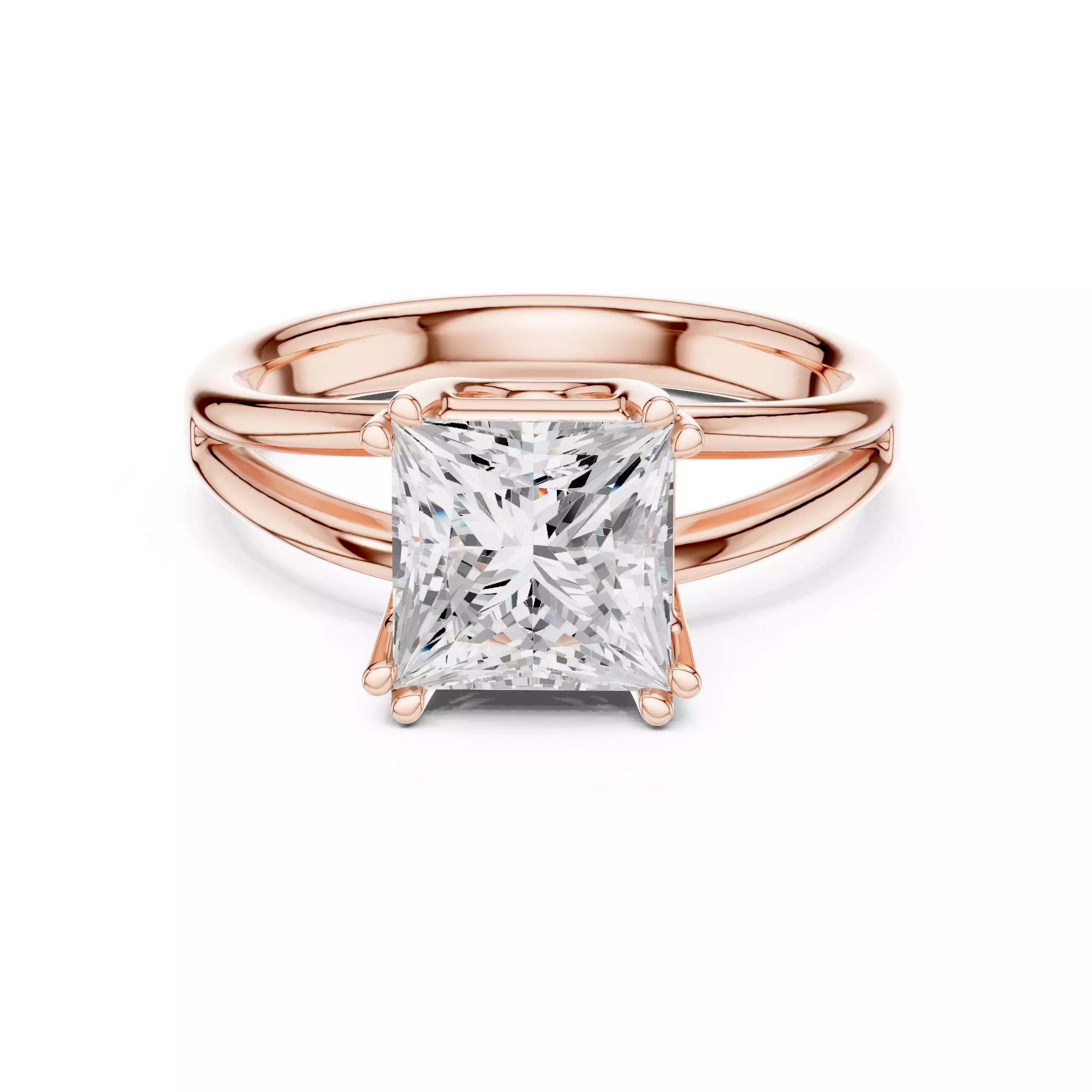 2 Ct Princess Mono Solitaire Ring 3dm stl renders animation 3D print model