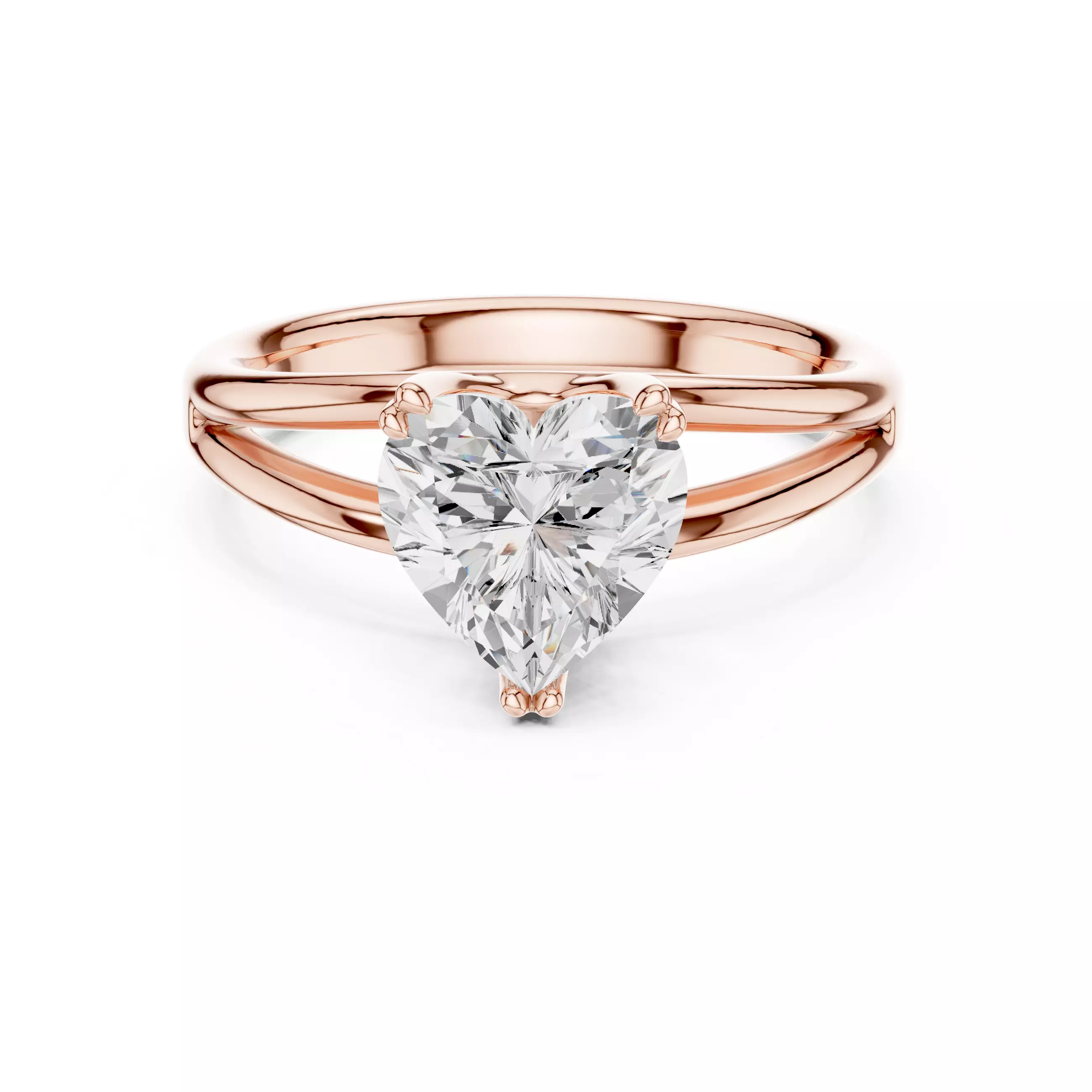 2 Ct Heart Mono Solitaire Ring 3dm stl renders animation 3D print model