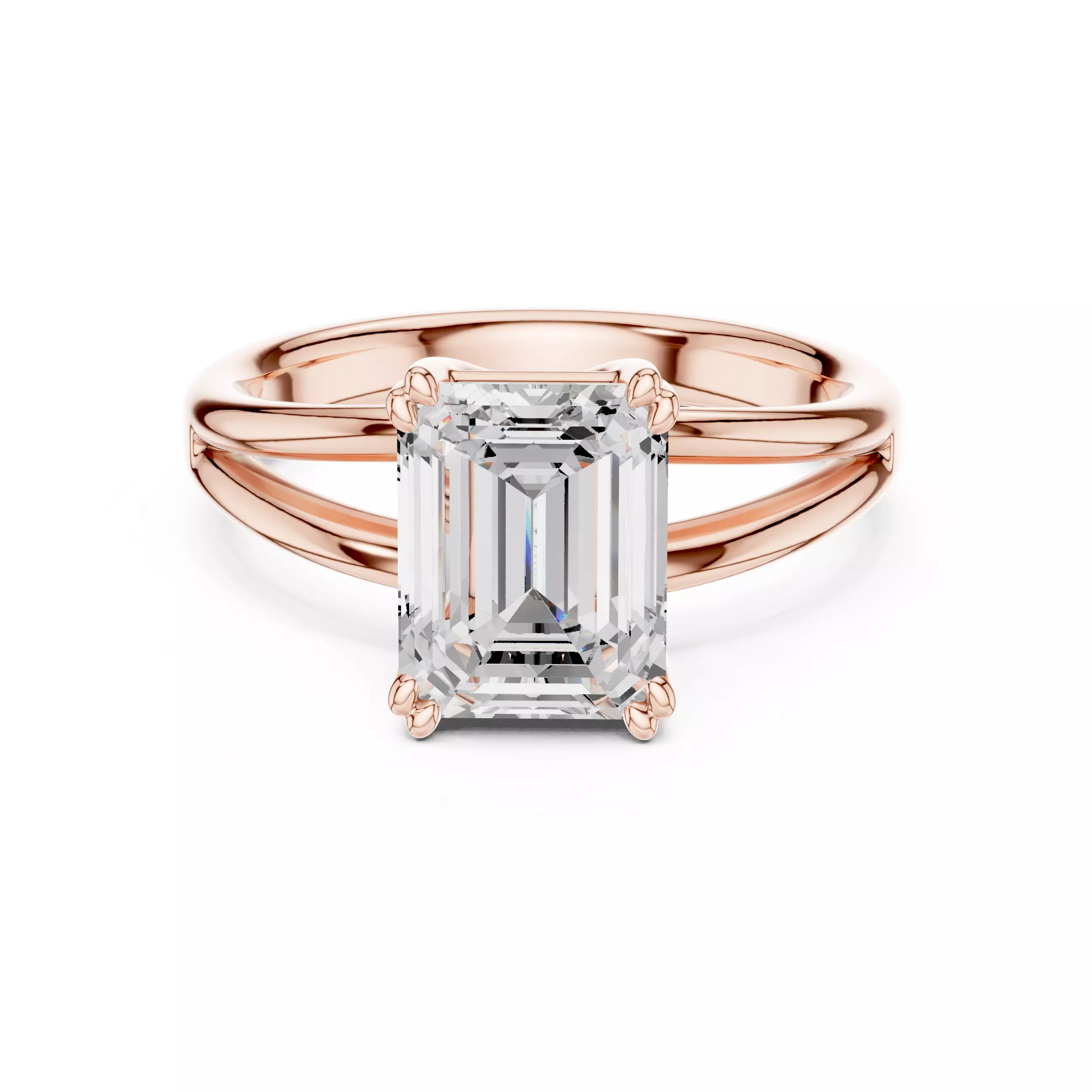 2 Ct Emerald Mono Solitaire Ring 3dm stl renders animation 3D print model