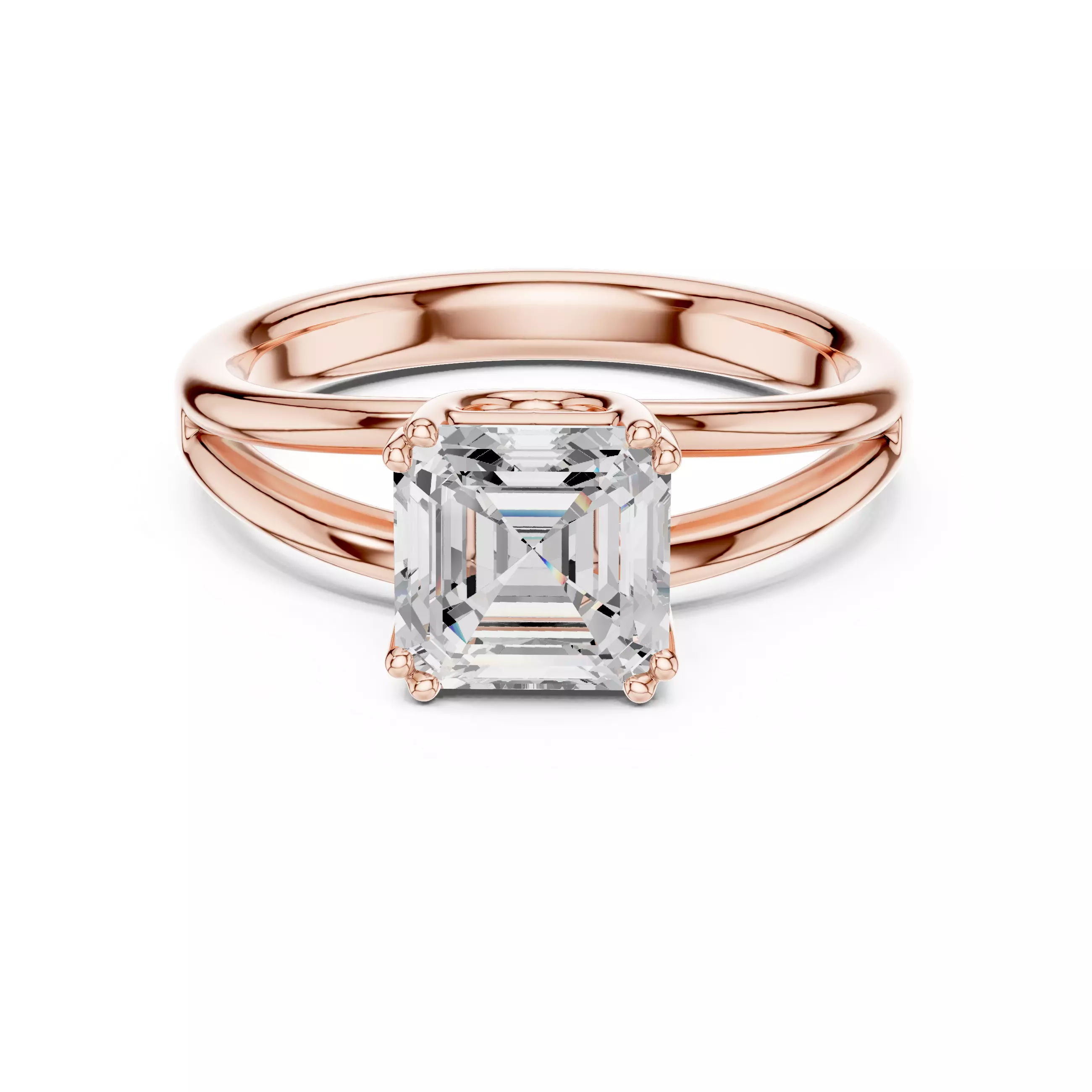 2 Ct Asscher Mono Solitaire Ring 3dm stl renders animation 3D print model