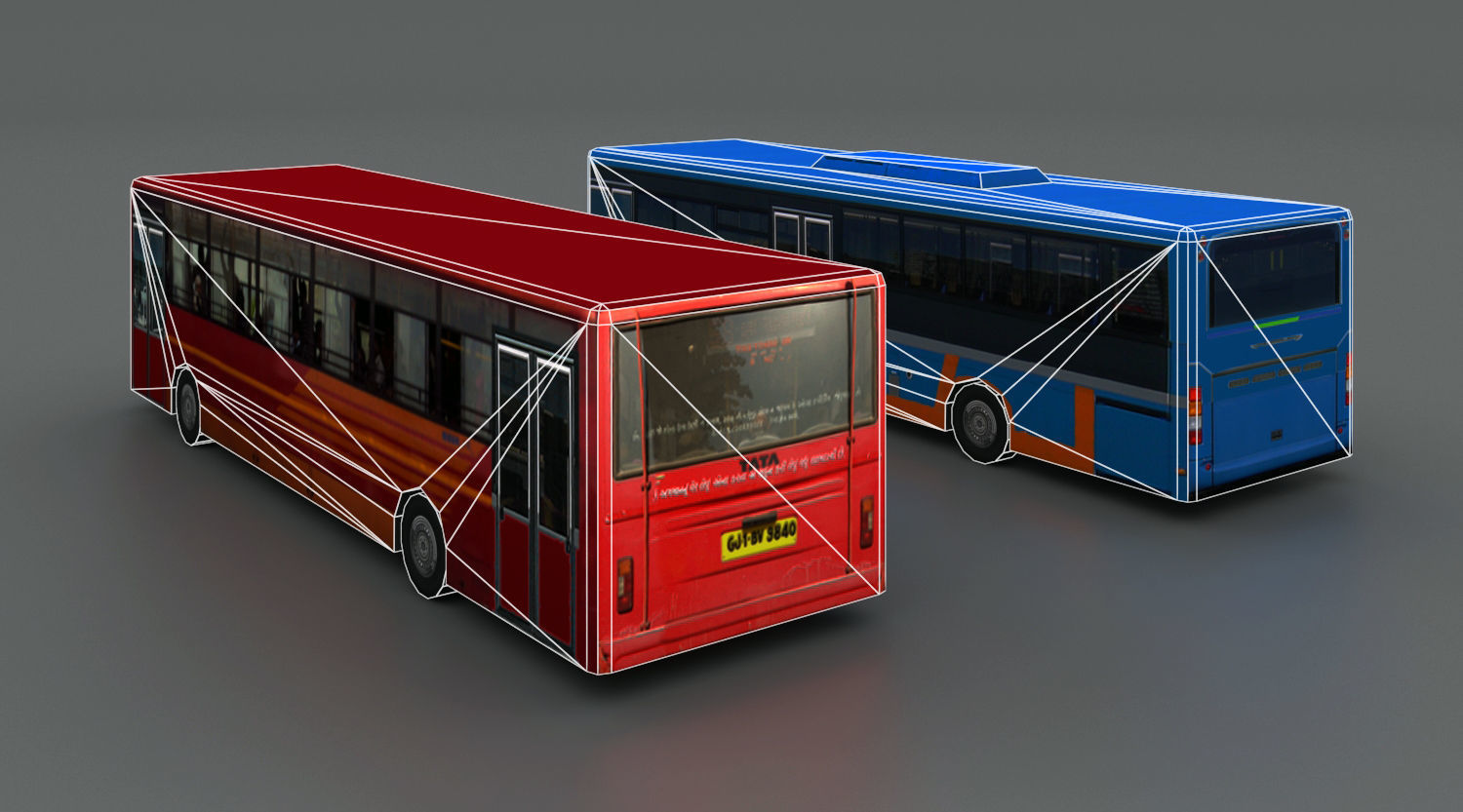 AMTS and BRTS Buses Low-poly 3D model_3