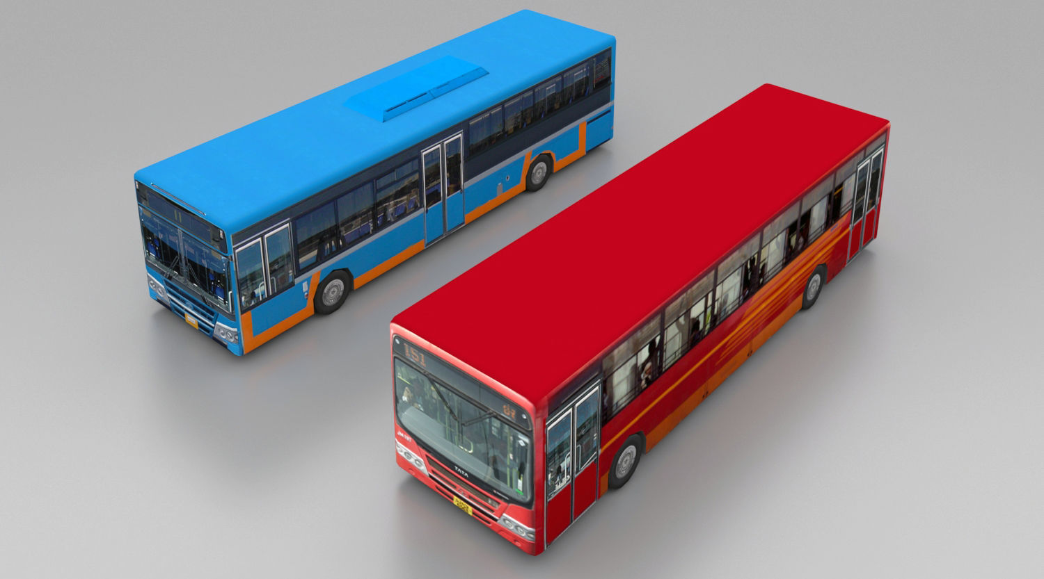 AMTS and BRTS Buses Low-poly 3D model_4