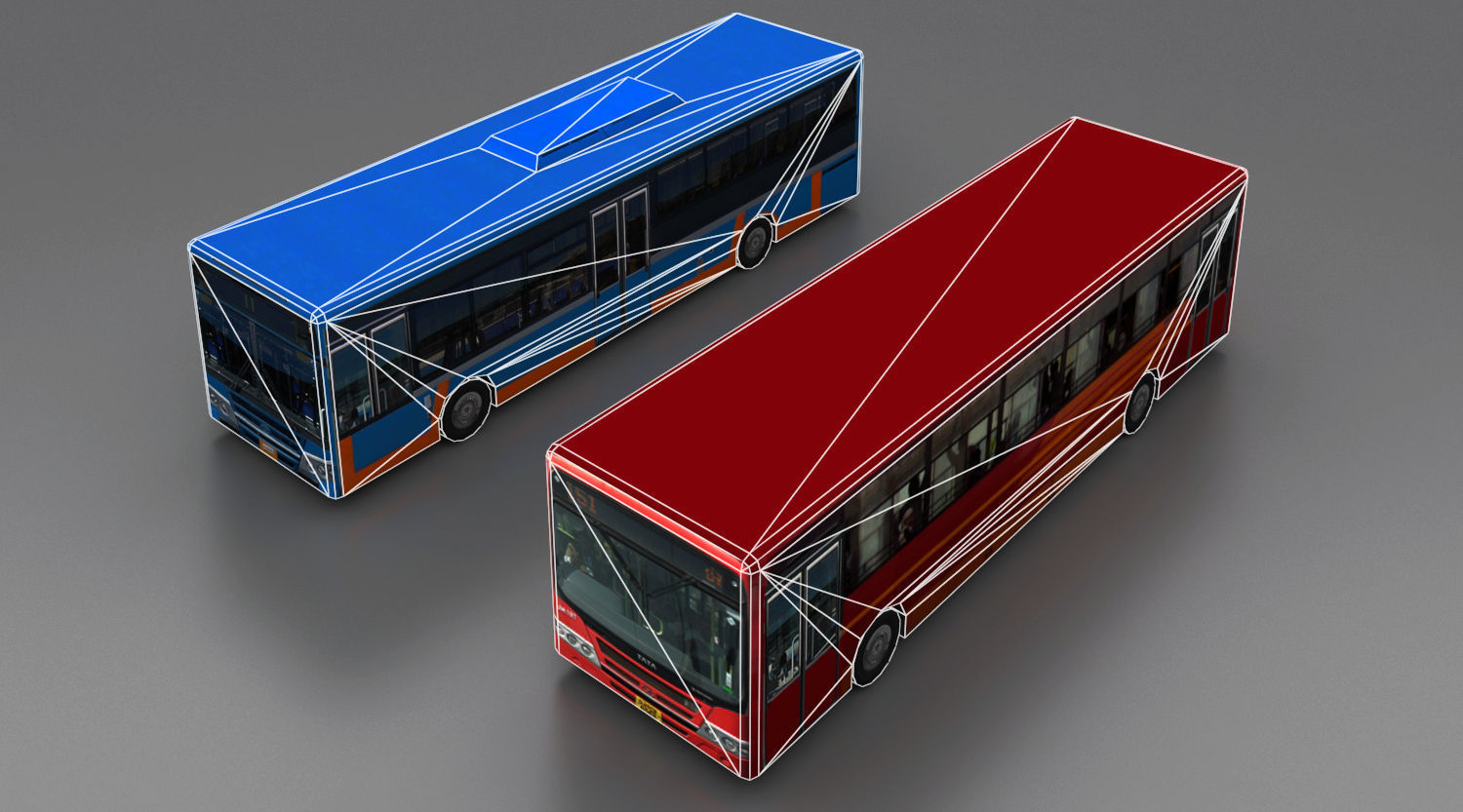 AMTS and BRTS Buses Low-poly 3D model_5