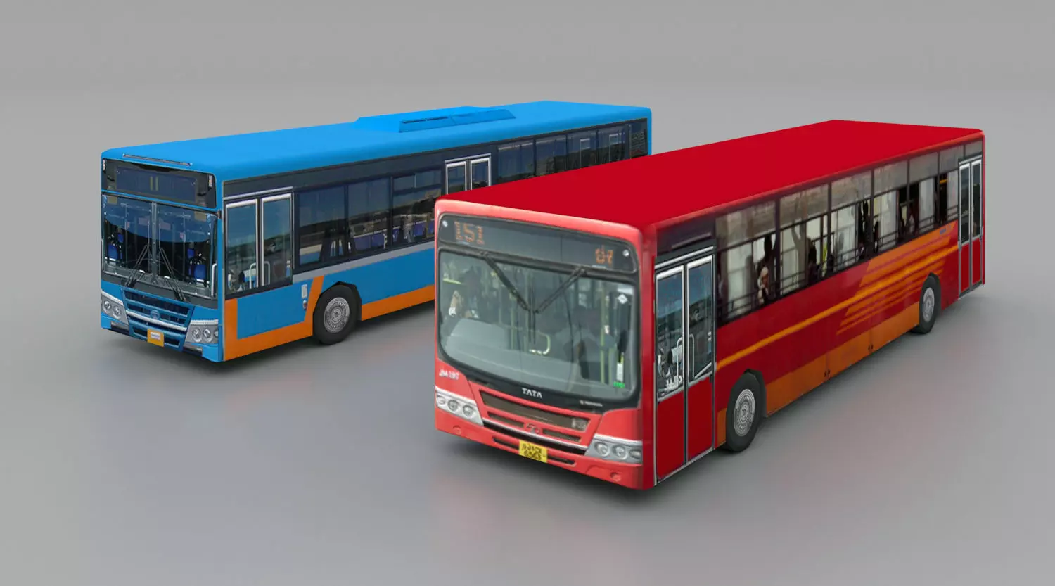 AMTS and BRTS Buses Low-poly 3D model_0