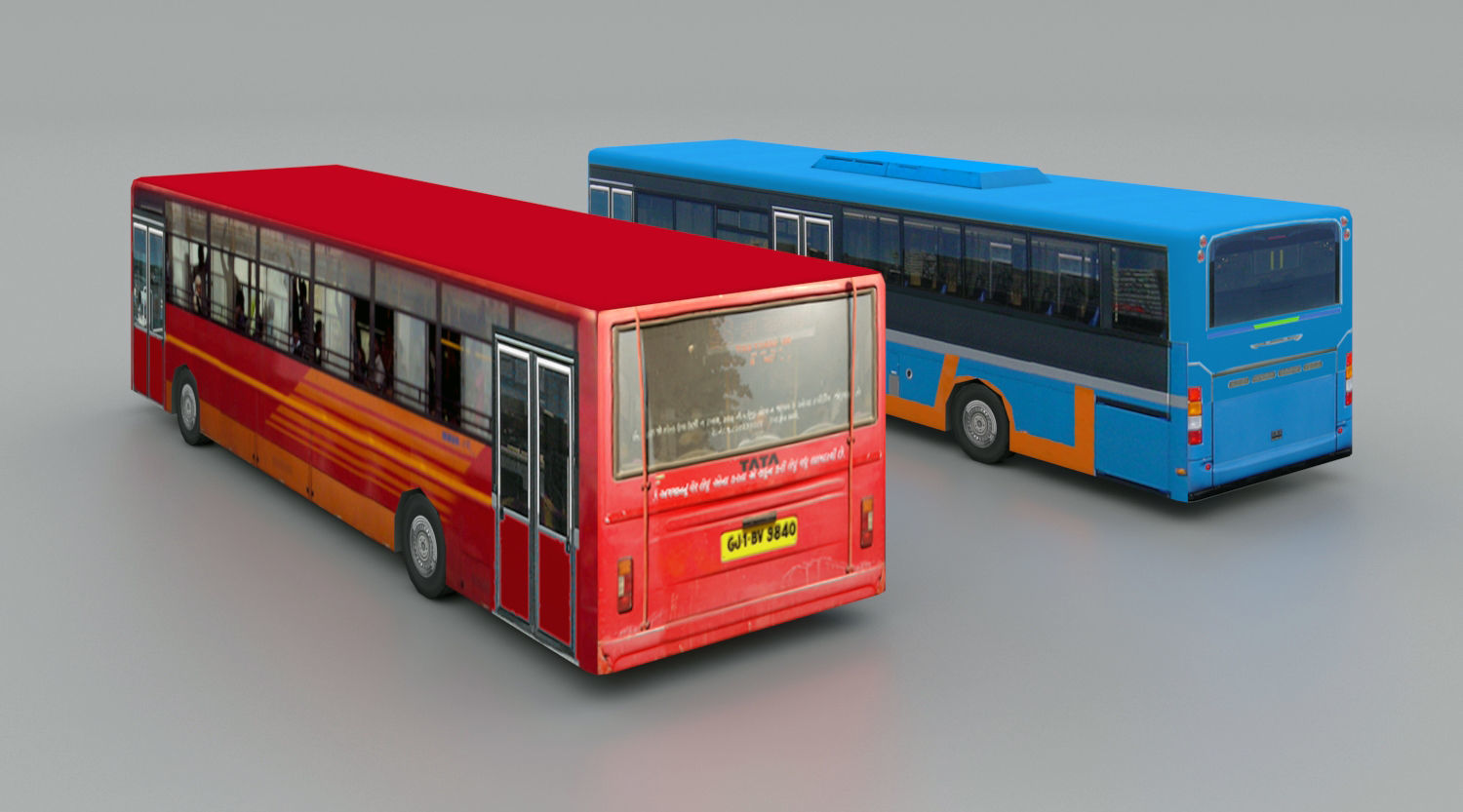 AMTS and BRTS Buses Low-poly 3D model_2