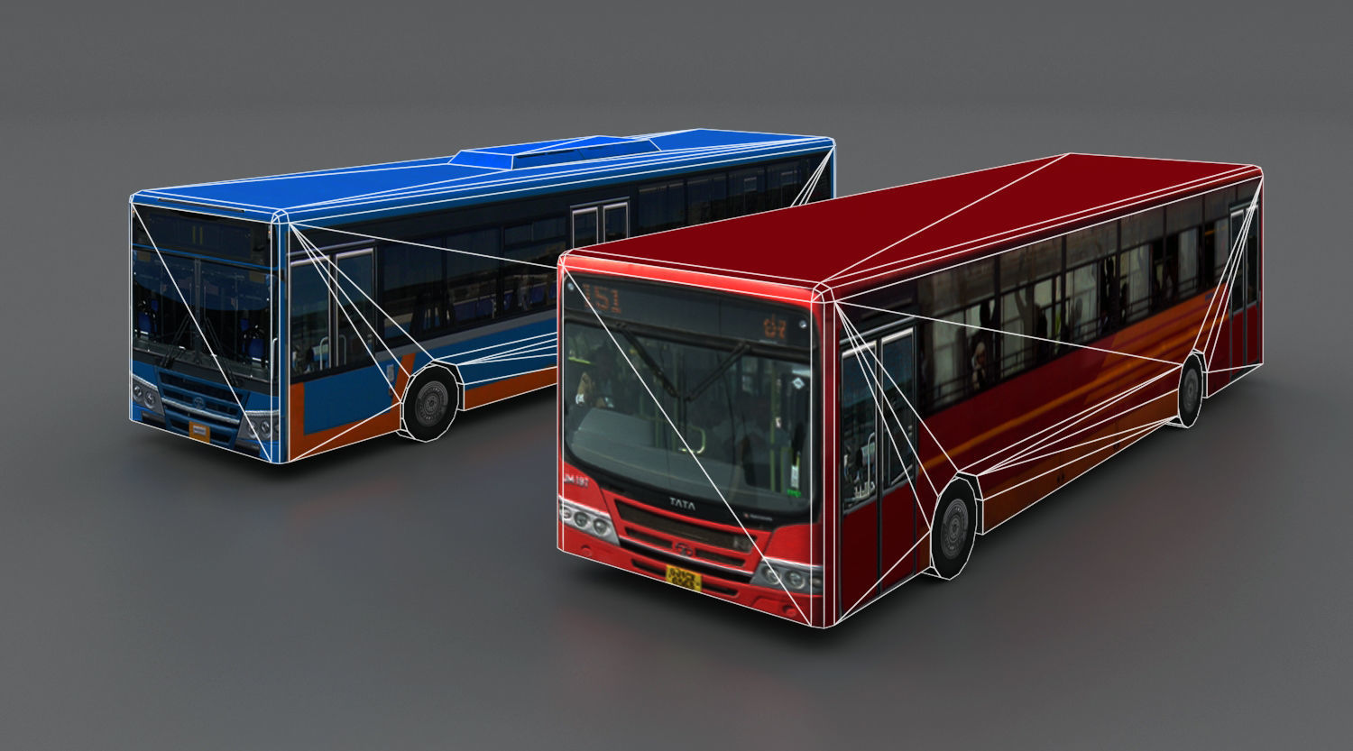 AMTS and BRTS Buses Low-poly 3D model_1