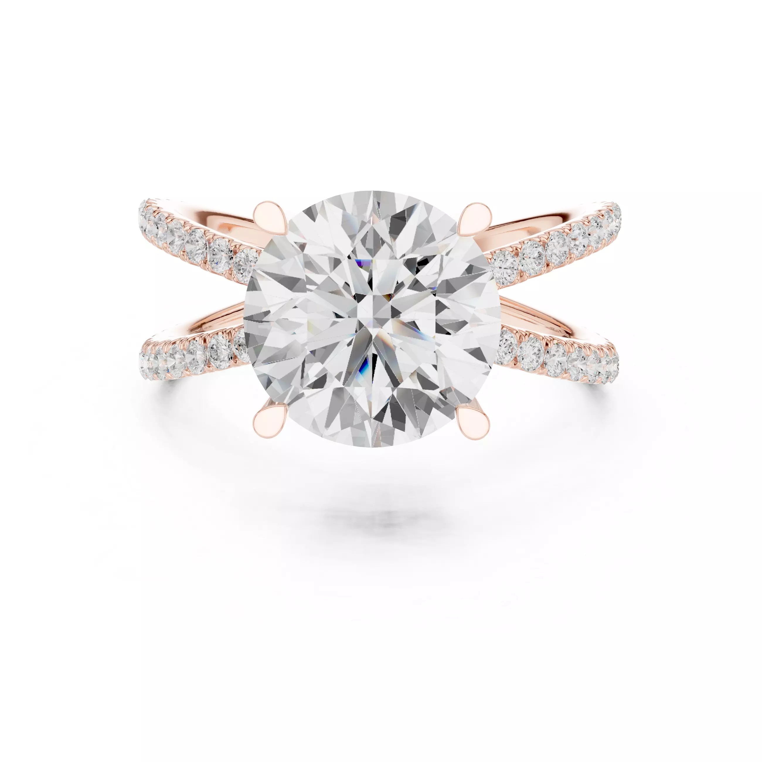 3 and half Ct Round Dual Shank Solitaire Ring 3dm stl video 3D print model