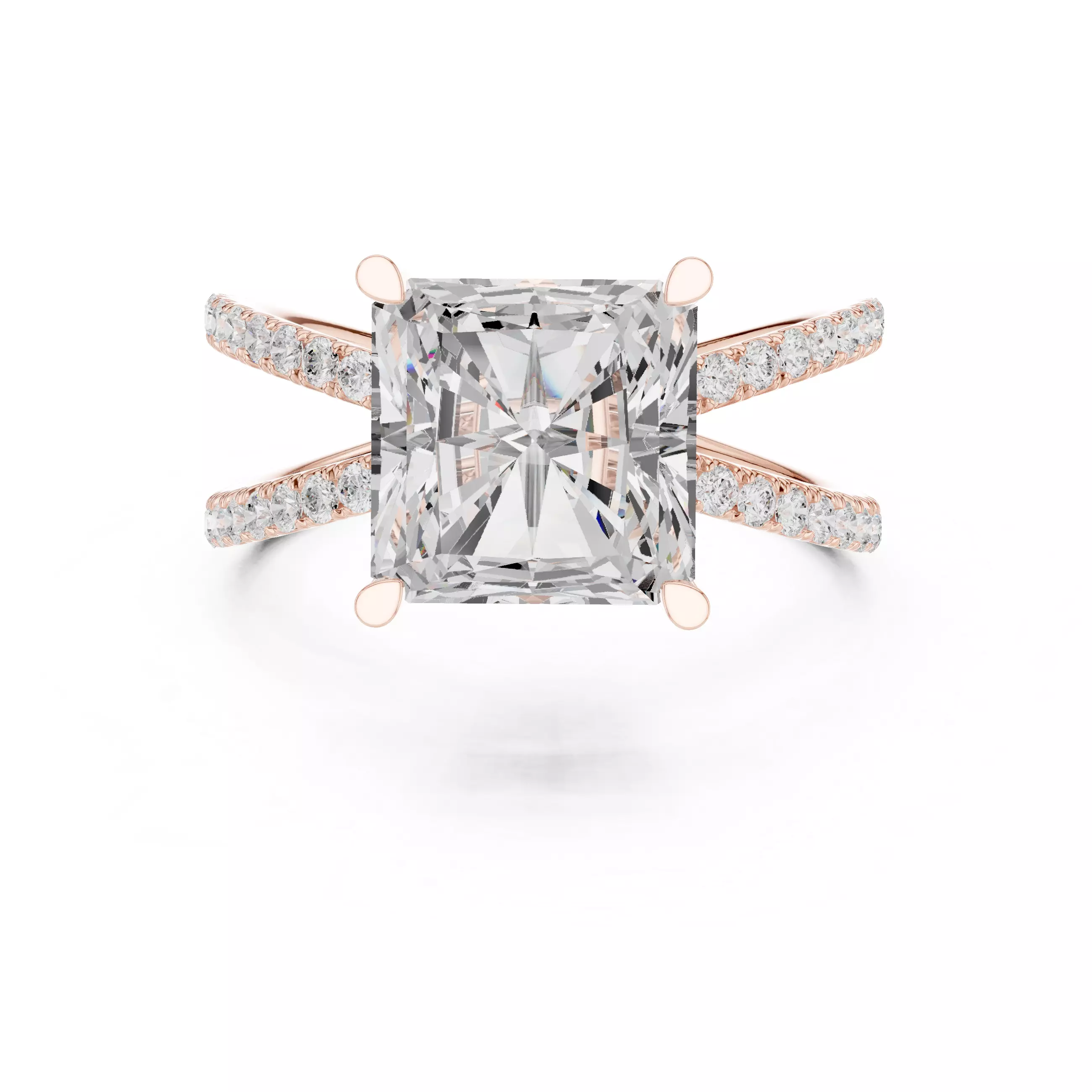 3 and half Ct Radiant Dual Shank Solitaire Ring 3dm stl video 3D print model