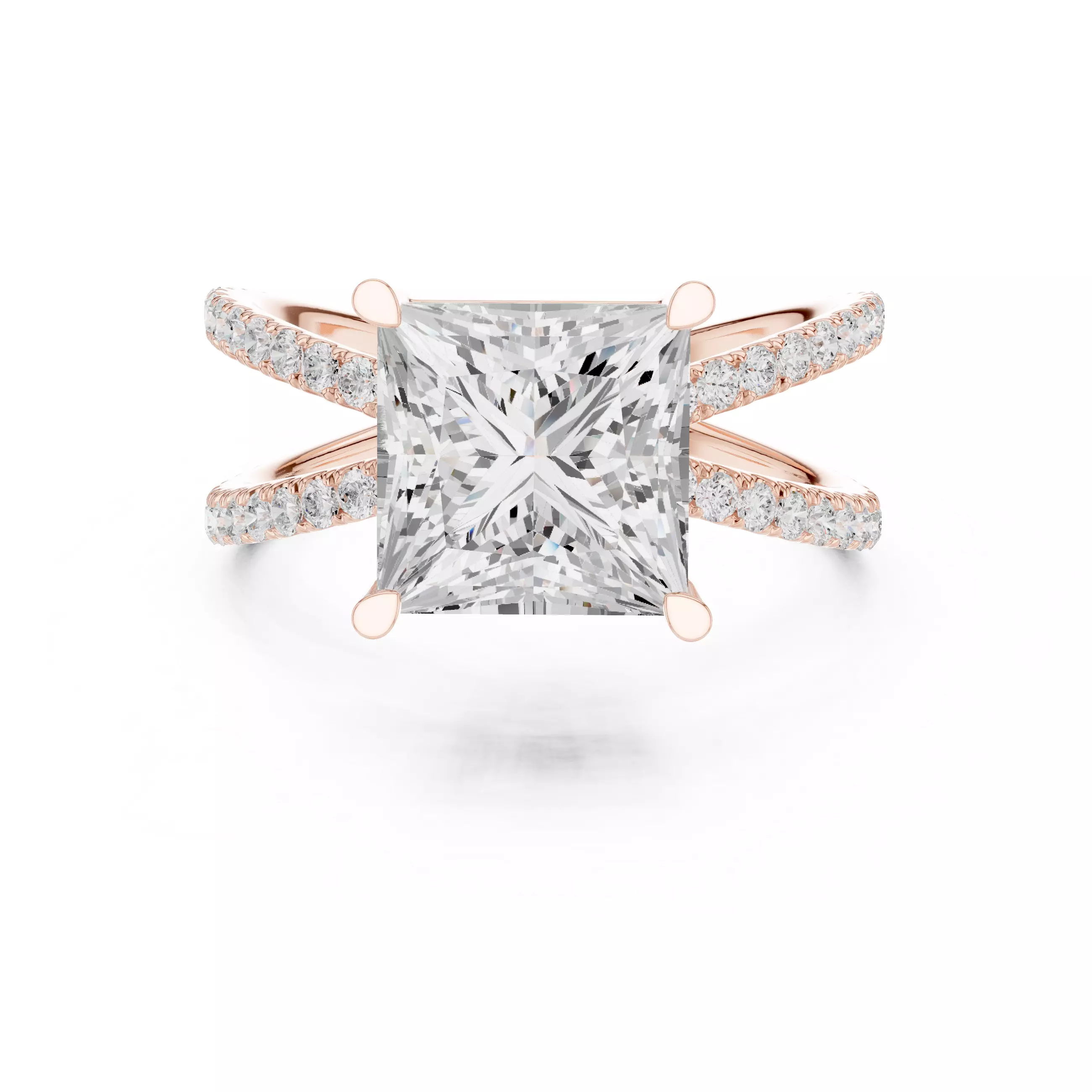 3 and half Ct Princess Dual Shank Solitaire Ring 3dm stl video 3D print model