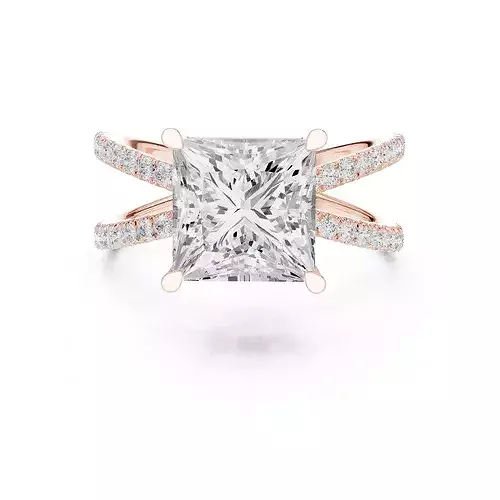3 and half Ct Princess Dual Shank Solitaire Ring 3dm stl video