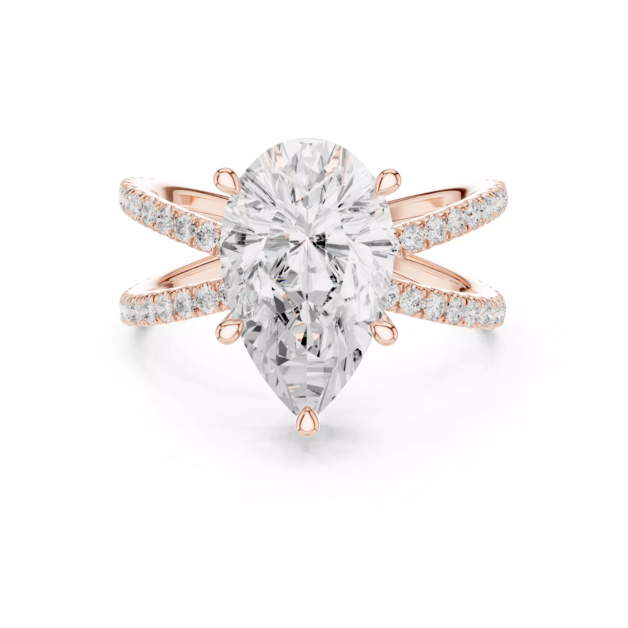 3 and half Ct Pear Dual Shank Solitaire Ring 3dm stl video 3D print model