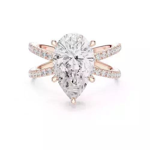 3 and half Ct Pear Dual Shank Solitaire Ring 3dm stl video