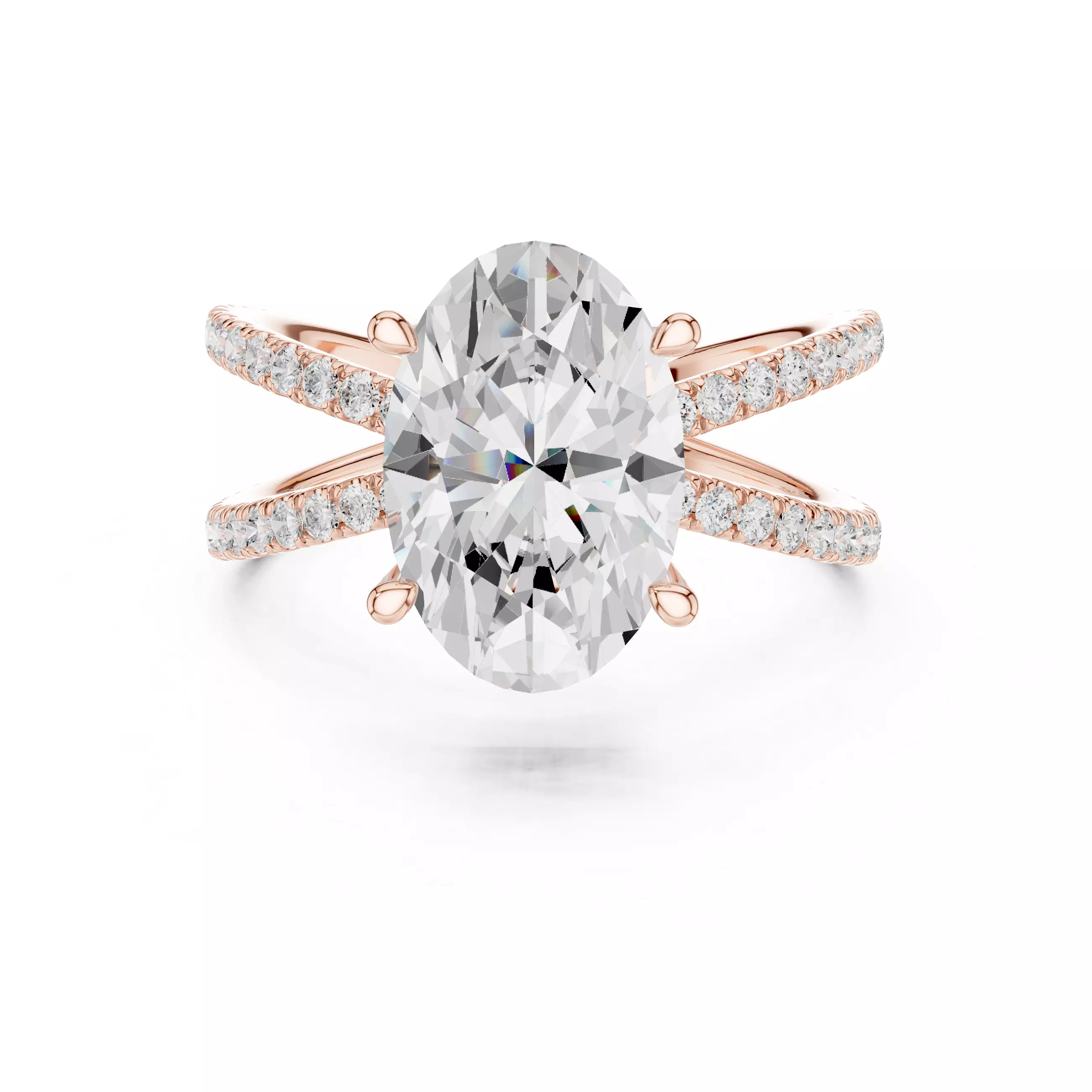 3 and half Ct Oval Dual Shank Solitaire Ring 3dm stl video 3D print model
