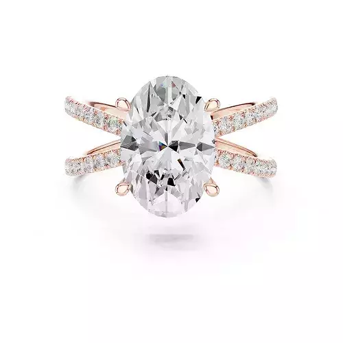 3 and half Ct Oval Dual Shank Solitaire Ring 3dm stl video