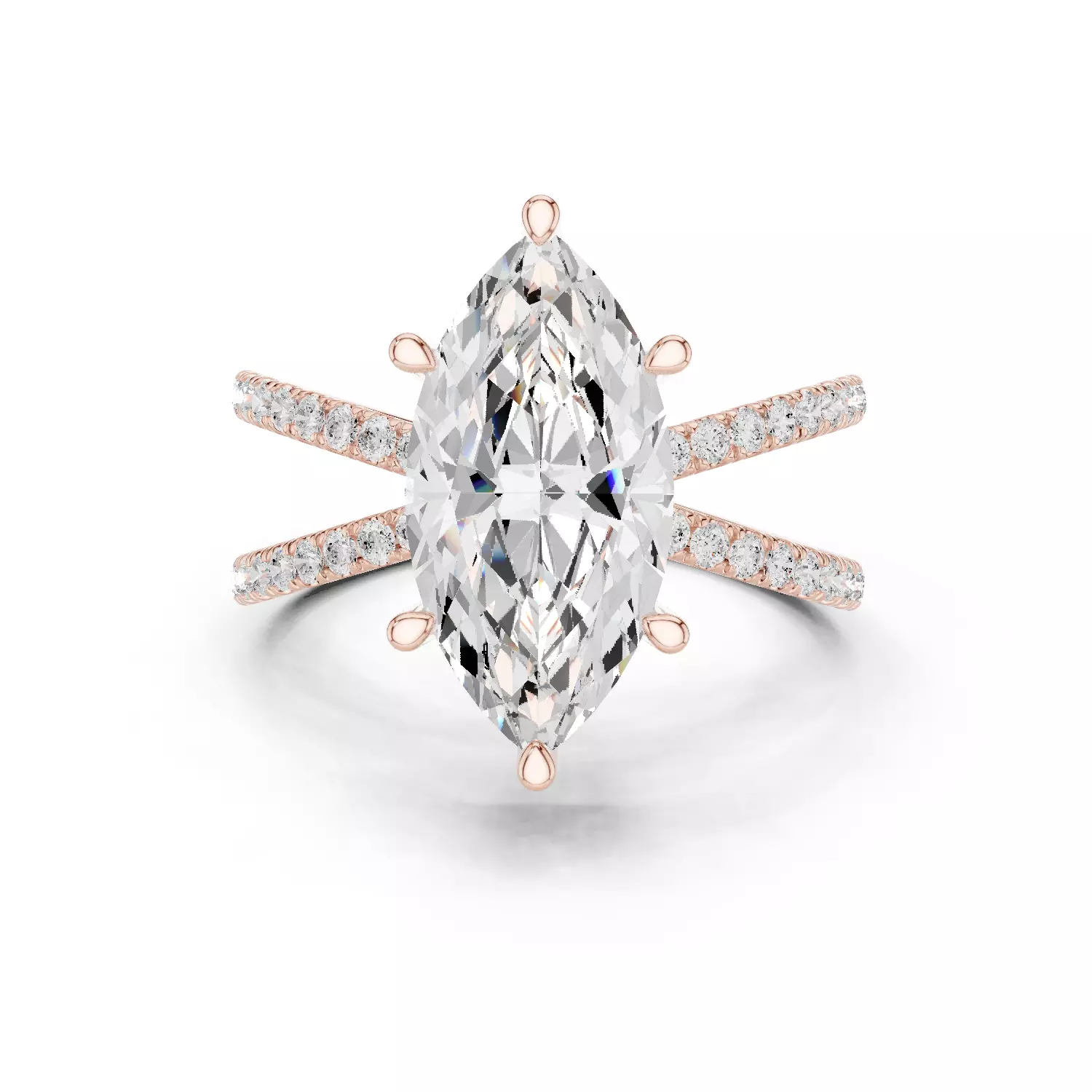 3 and half Ct Marquise Dual Shank Solitaire Ring 3dm stl video 3D print model