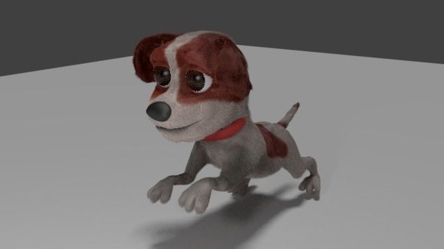 Dog full Animated Cartoon Style with fur and eyelid   3D model_3