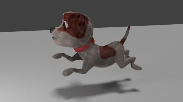 Dog full Animated Cartoon Style with fur and eyelid   3D model_1