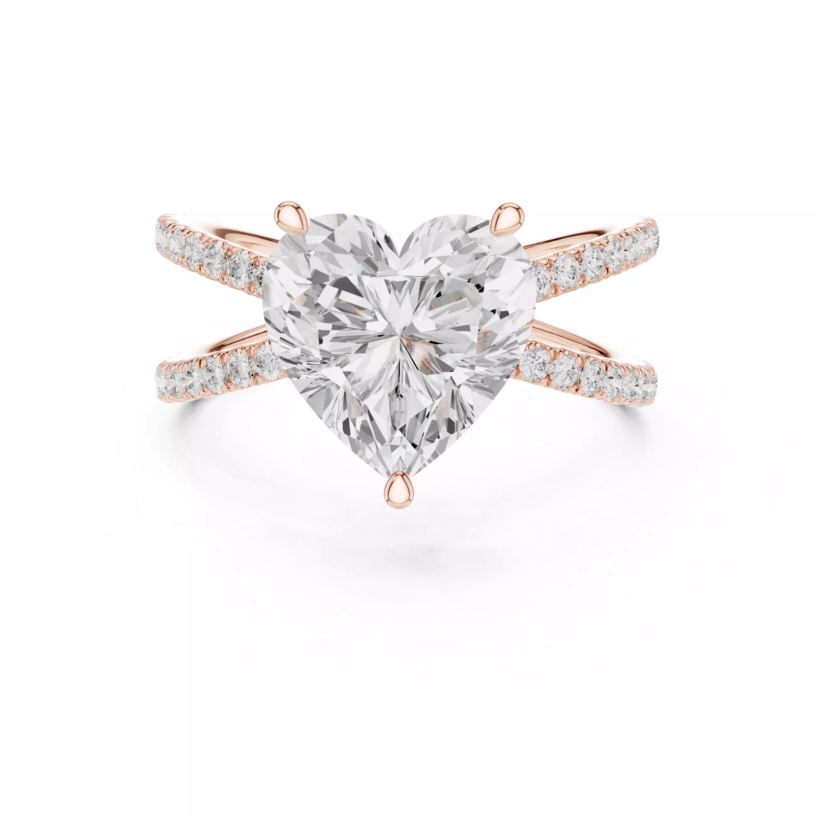 3 and half Ct Heart Dual Shank Solitaire Ring 3dm stl video 3D print model