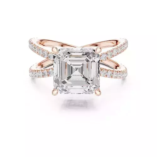 3 and half Ct Asscher Dual Shank Solitaire Ring 3dm stl video