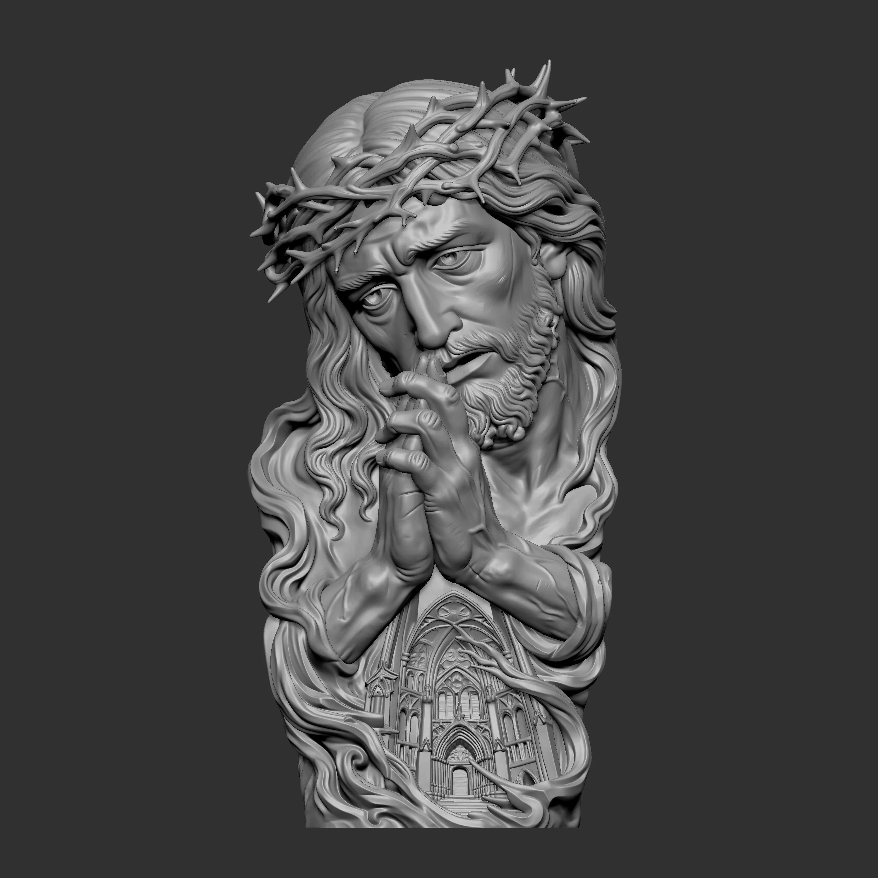 3D bust sculpture of Jesus Christ praying 3D print model