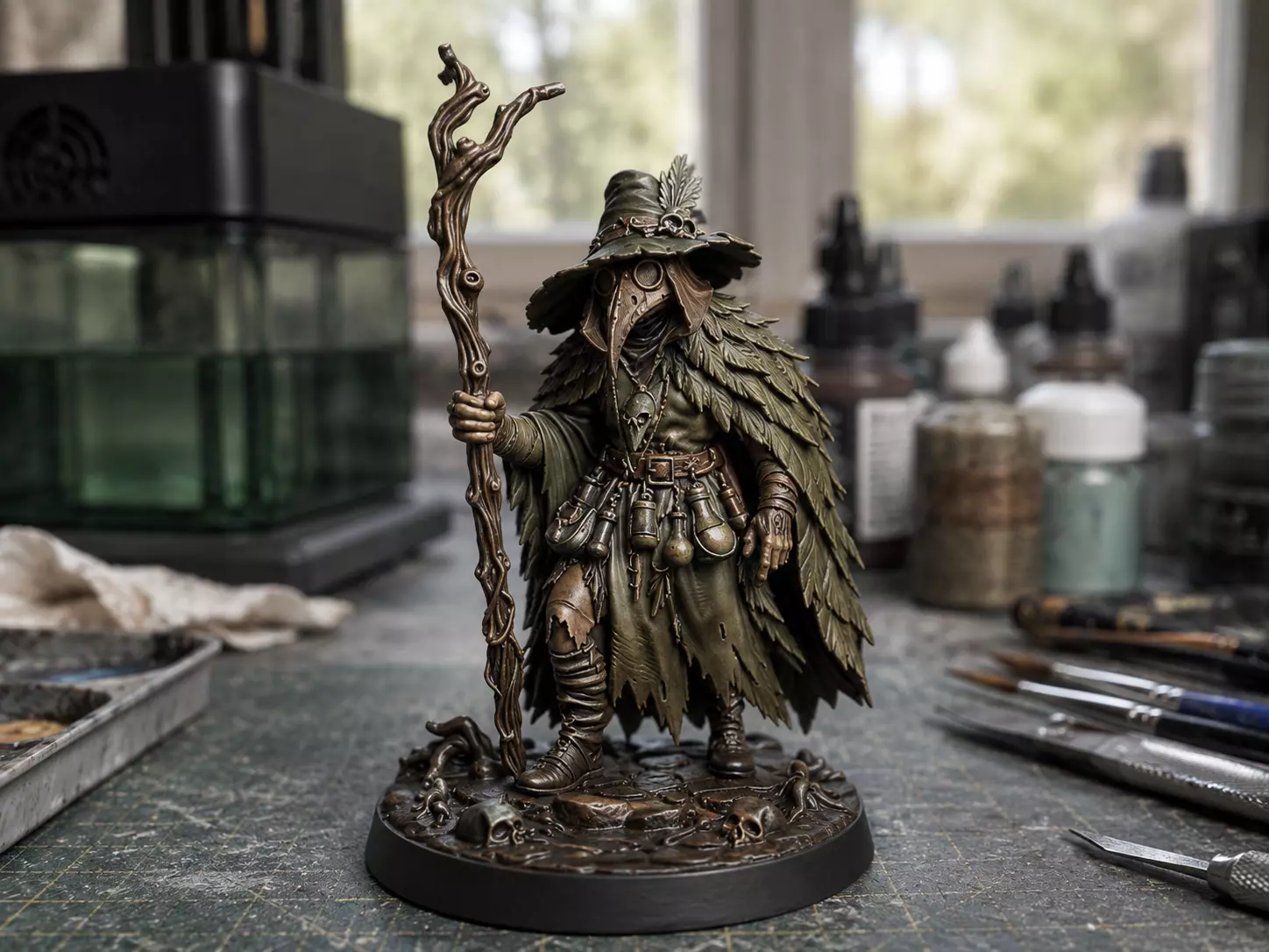 Plague Witch 32mm Dark Fantasy STL Miniature Pre-Supported 3D print model